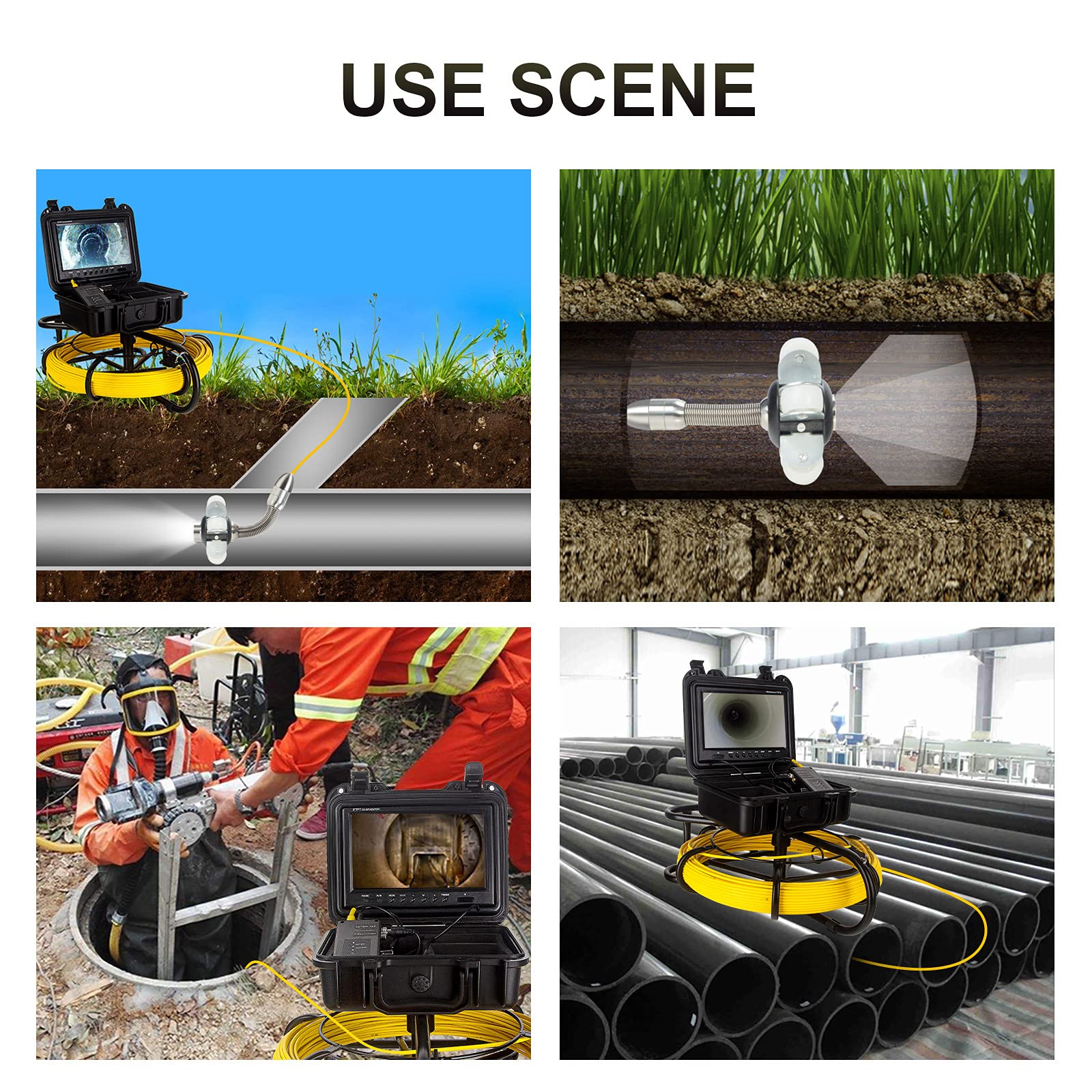 0.9 Inch/23mm Self-Leveling Sewer Camera Head with Wheels & Protective Cover - Industrial Drain Pipe Endoscope Accessories for Plumbing, HVAC & Municipal Maintenance Inspections