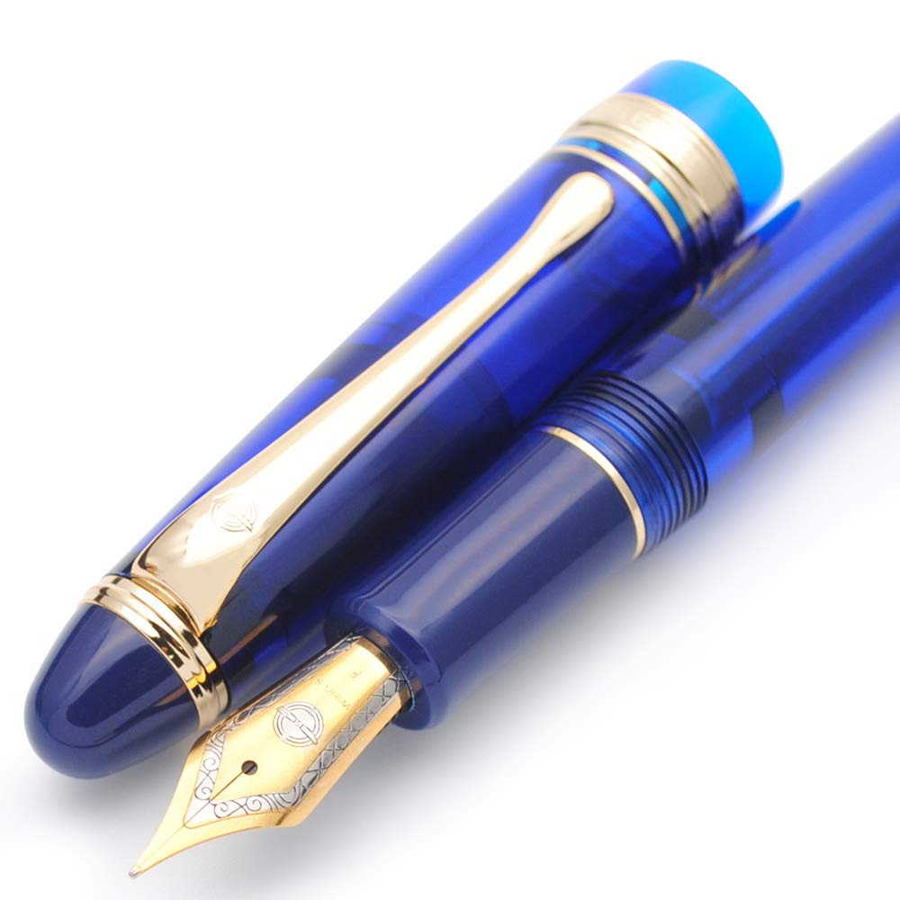 Original Vacuum Filling Fountain Pen - Royal Blue 0.5mm Fine Nib for Office & Calligraphy