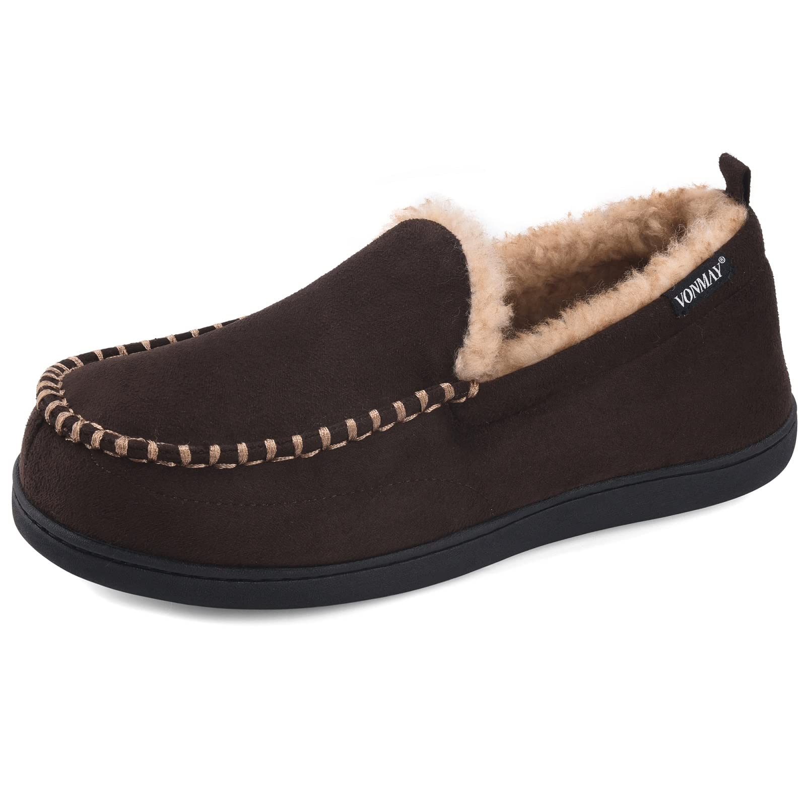 Men's Fuzzy Moccasin Slippers with Memory Foam - Warm Fluffy Fur House Shoes for Indoor & Outdoor Use - Perfect for Winter, Home Relaxation and Backyard Comfort