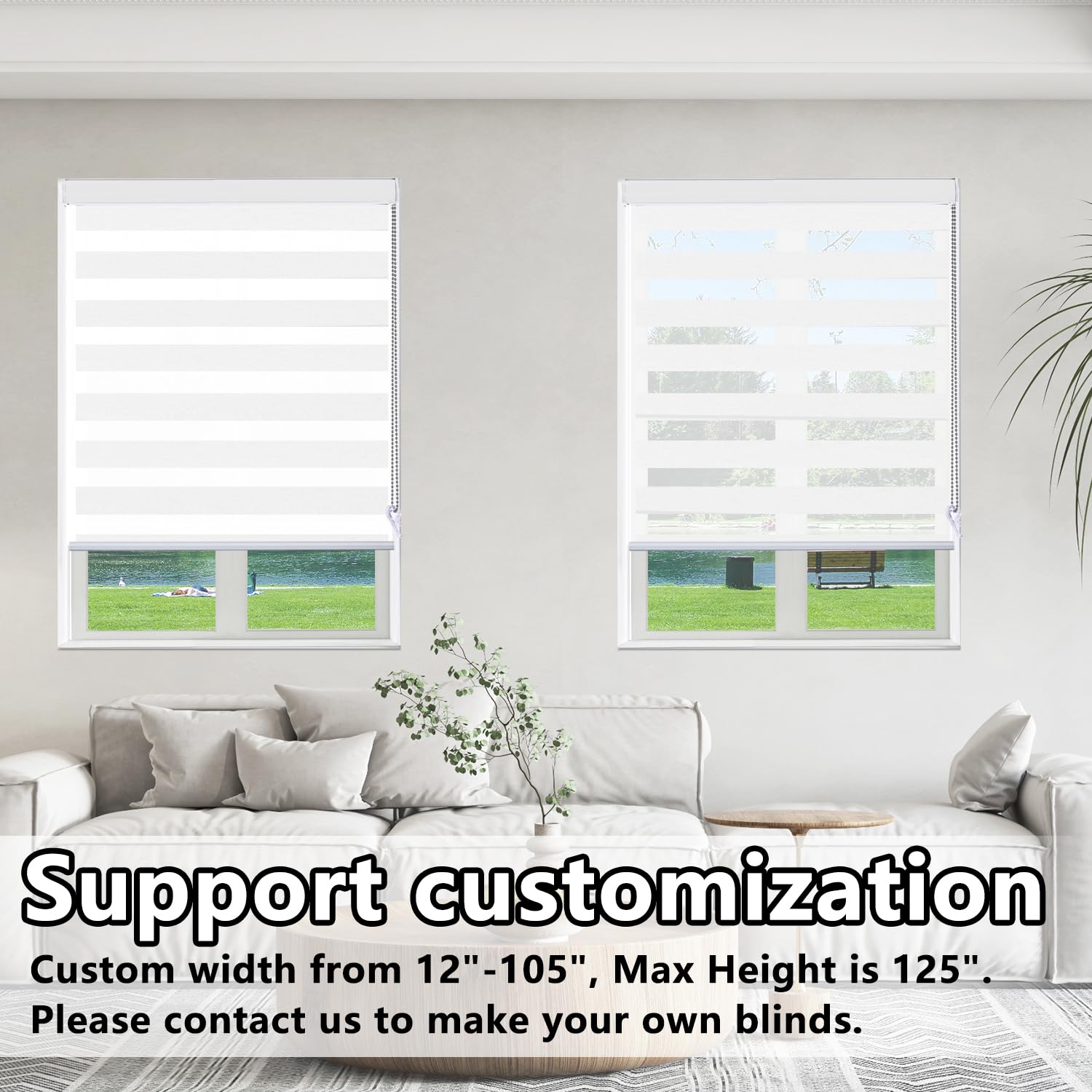 Persilux Zebra Blinds Dual Layer Roller Window Shades - 34