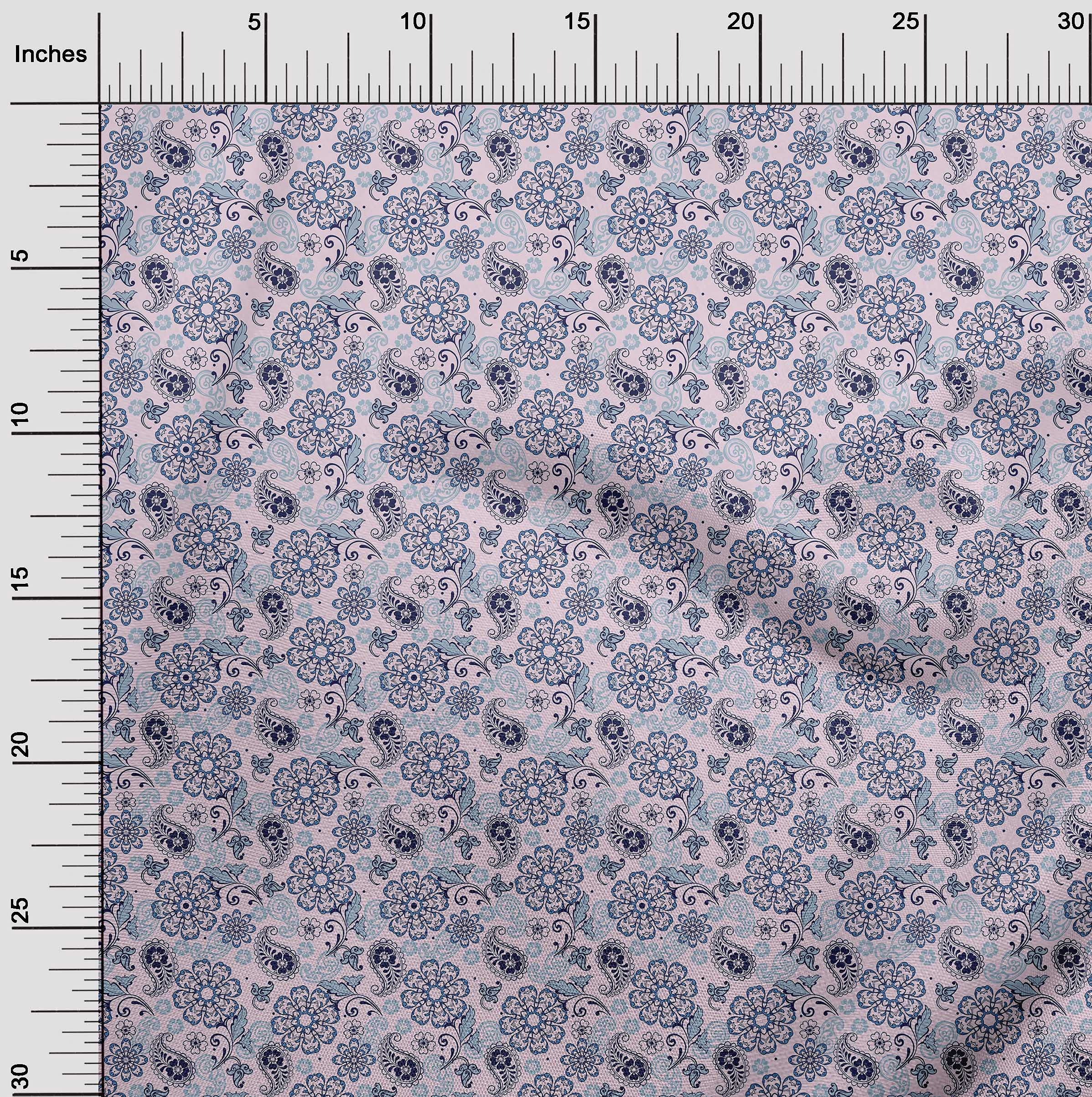 oneOone Cotton Cambric Light Pink Paisley Print Fabric - 56 Inch Wide Dress Material by The Yard | Perfect for DIY Dresses, Skirts, and Home Decor Projects