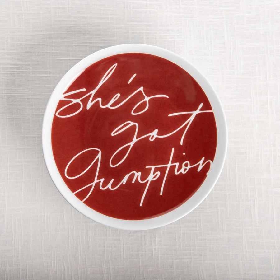 She's Got Gumption Lunch Plates - Stylish Melamine Dinnerware Set for Women, 10.5 Inch Plates (Set of 4) - Perfect for Home, Office, Picnics & Party Serving