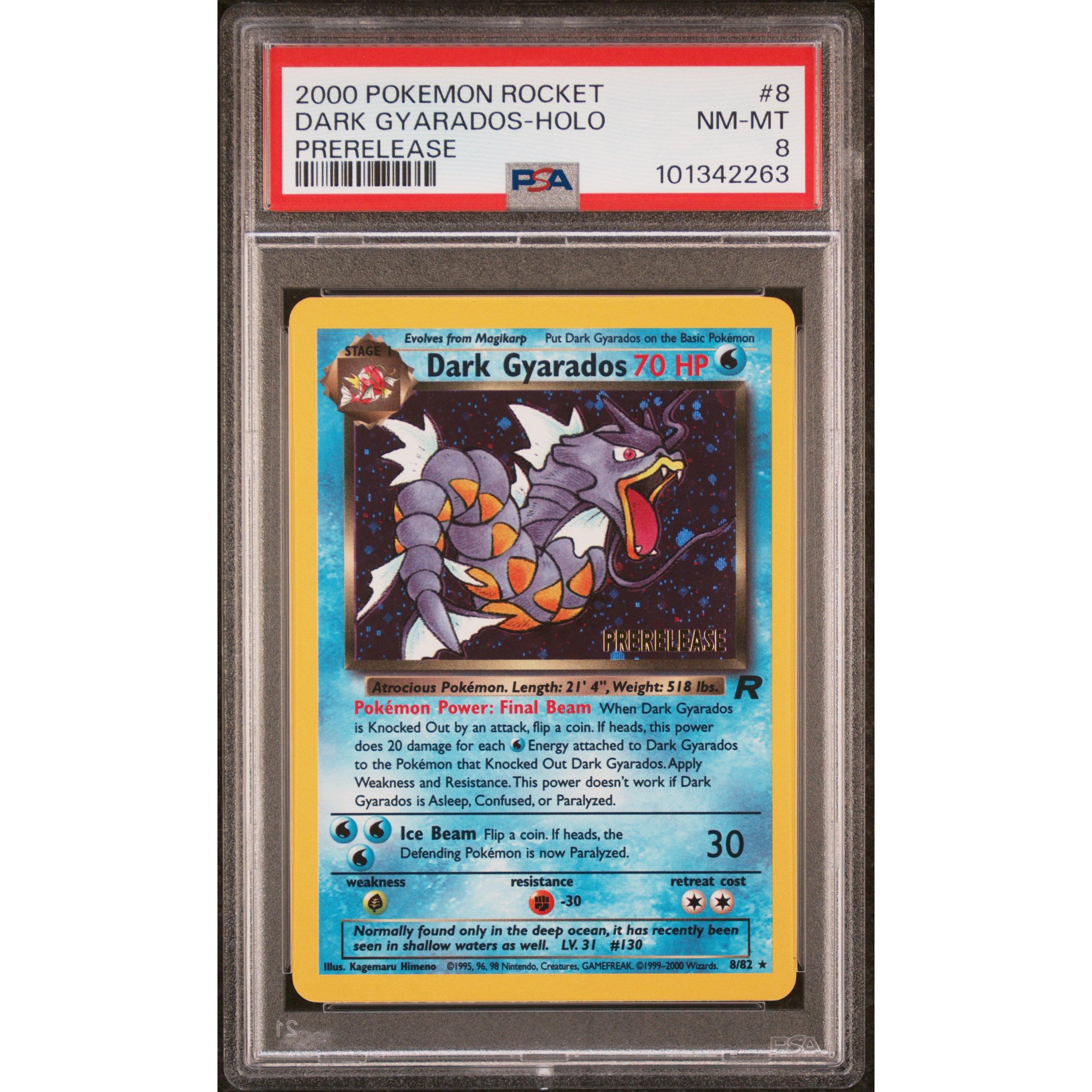 2000 Pokemon Rocket Dark Gyarados Prerelease 8/82 PSA 8 Graded Card - Rare Collectible for Pokemon TCG Fans & Gaming Enthusiasts - Perfect for Display, Investment & Battles