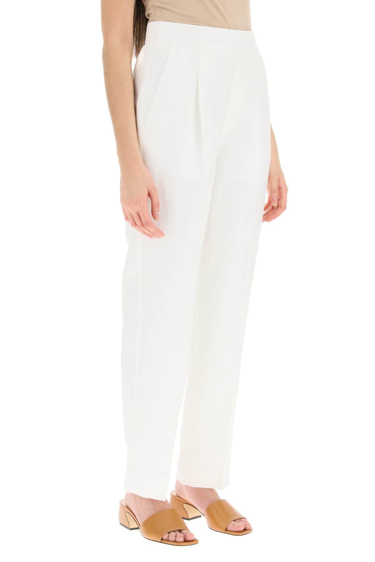 Agnona Women's Linen Pants - High Waisted Summer Casual Trousers for Travel & Beach Vacations