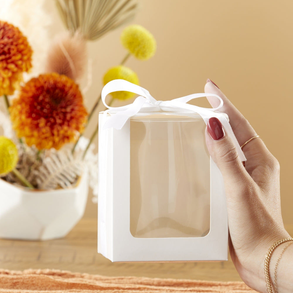 Premium White 2 oz Shot Glass & Votive Candle Holder Set - Elegant Gift Box with Ribbon (Pack of 20) - Perfect for Weddings, Parties, Bars & Home Decor