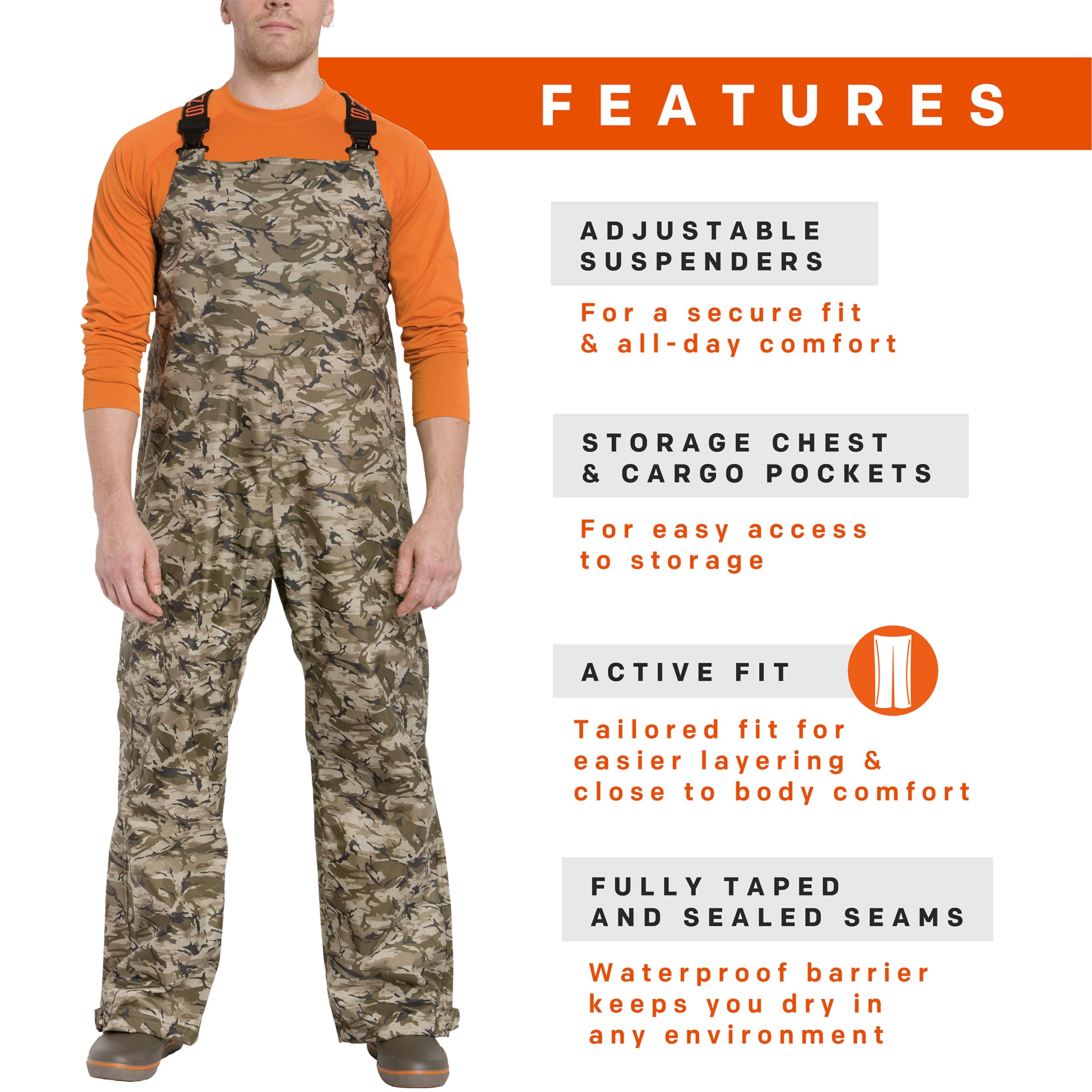 ANSI Certified Waterproof Foul Weather Bib Trousers for Outdoor Work & Fishing - Heavy Duty Rain Pants with Adjustable Straps for Men & Women