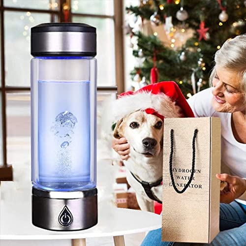 Portable Hydrogen Water Bottle Generator - 1500PPB SPE/PEM Technology, Rechargeable Alkaline Ionizer, 380ml Glass Health Cup for Hydration & Wellness | Perfect for Travel, Gym & Daily Detox