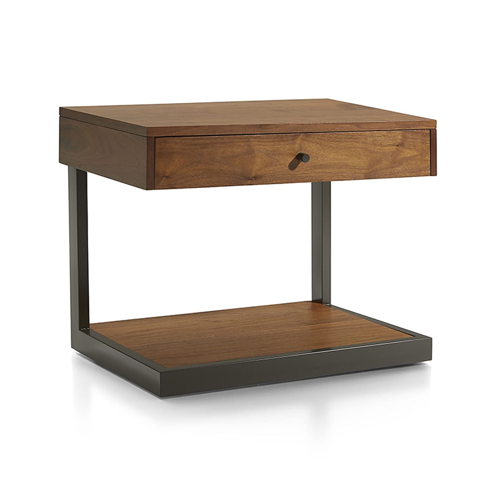 TOMYEUS Modern Nightstand with Drawer - Wrought Iron Bedside Table, Retro Wood Storage Cabinet for Bedroom, Easy Assembly Small Side Table (Perfect for Bedrooms, Living Rooms & Dorm Storage)