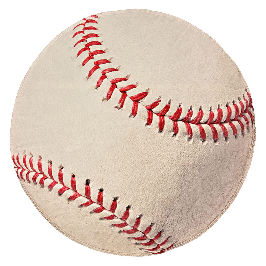 60-Inch Round Baseball Sleeping Bag Blanket - Ultra Soft Microfiber for Kids | Perfect for Indoor & Outdoor Use - Bed, Couch, Camping, Movie Nights & Sleepovers