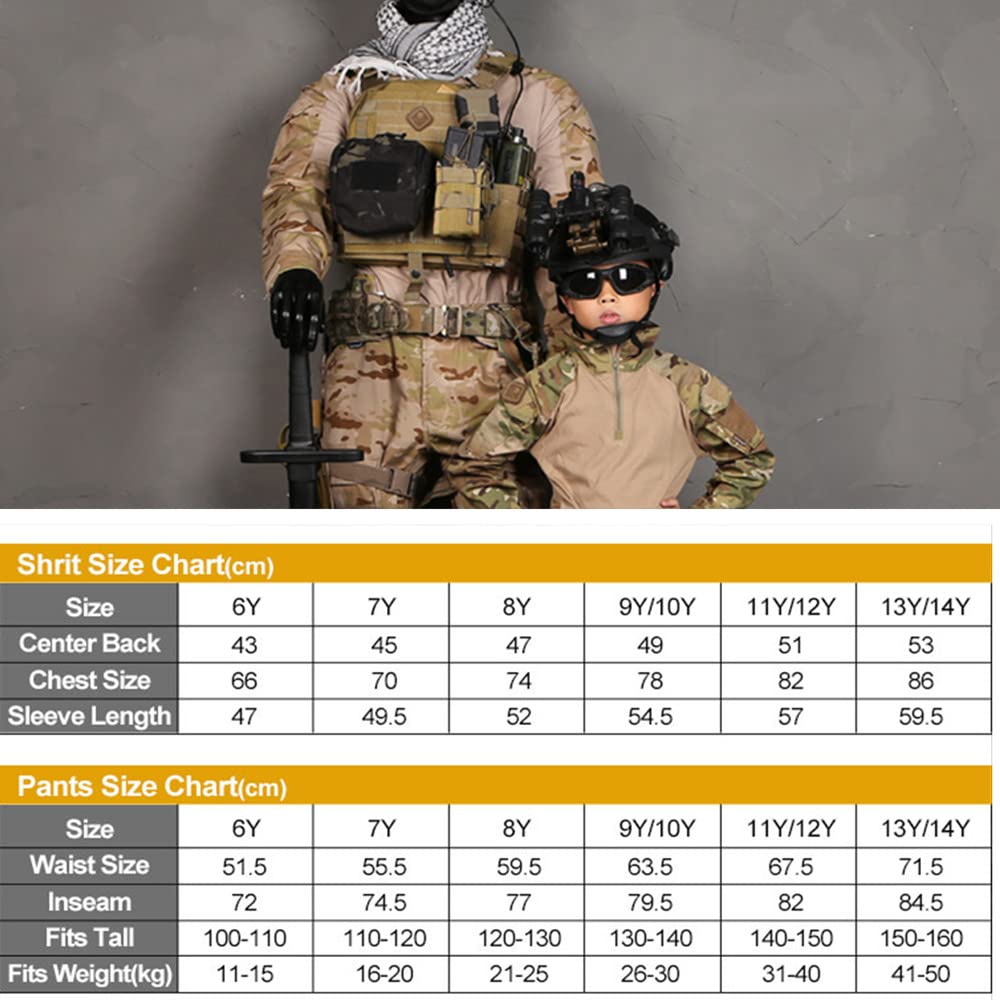 Emersongear G3 Kids Tactical Combat Suit - Durable Military Uniform for Boys & Girls - Perfect for Airsoft, Halloween Costume, Outdoor Adventure & Role Play