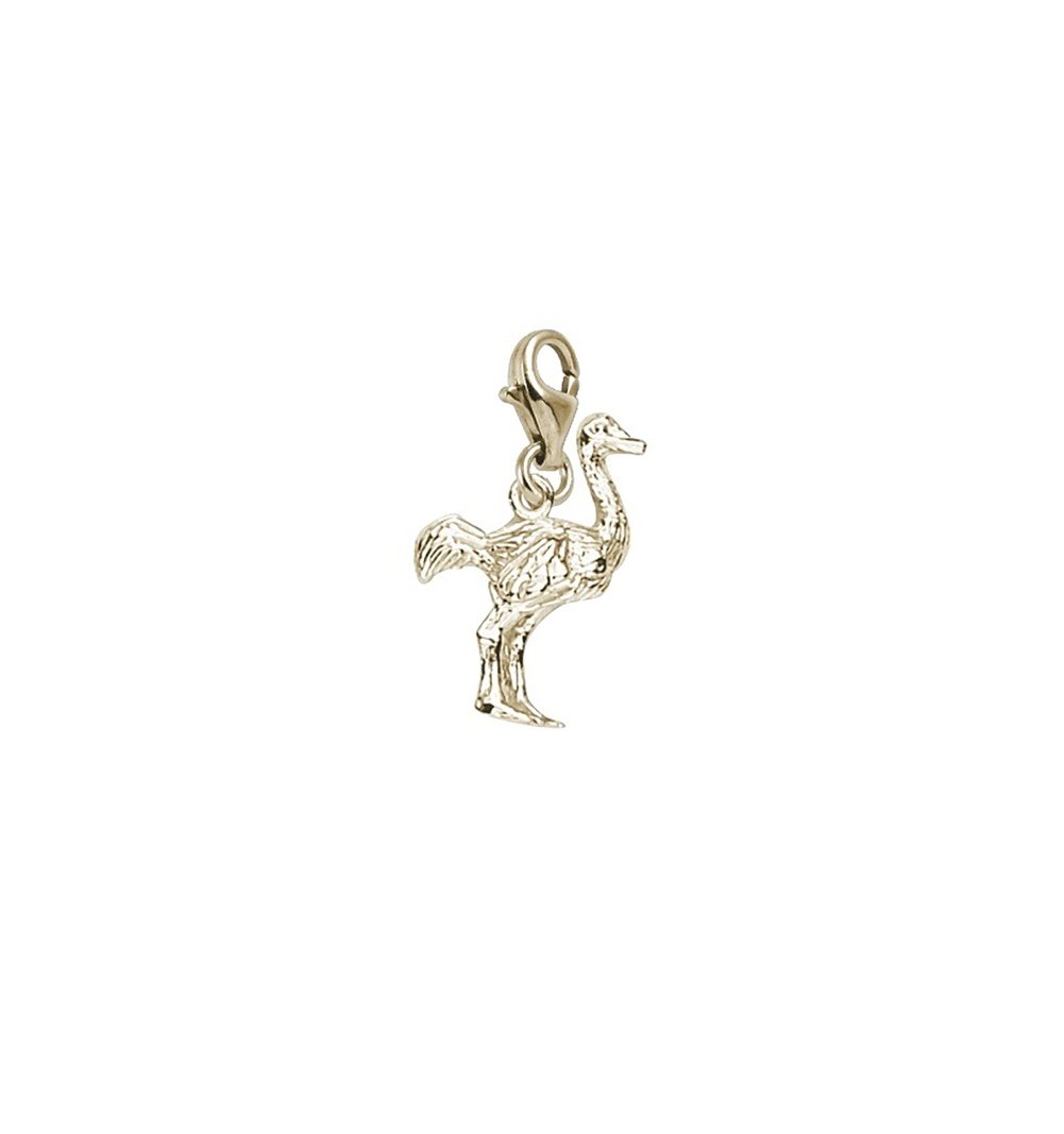 Ostrich Charm Pendant with Lobster Claw Clasp - Silver Jewelry Charms for Bracelets & Necklaces - Perfect for DIY Jewelry Making and Gift Giving