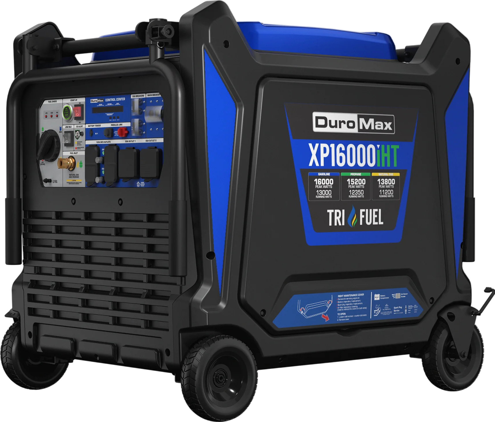 DuroMax XP16000iHT 13000W/16000W Tri Fuel Portable Generator - Gasoline, Propane & Natural Gas - Electric Start with CO Alert - Quiet Inverter Technology - Perfect for Home Backup, Camping & Emergency Power