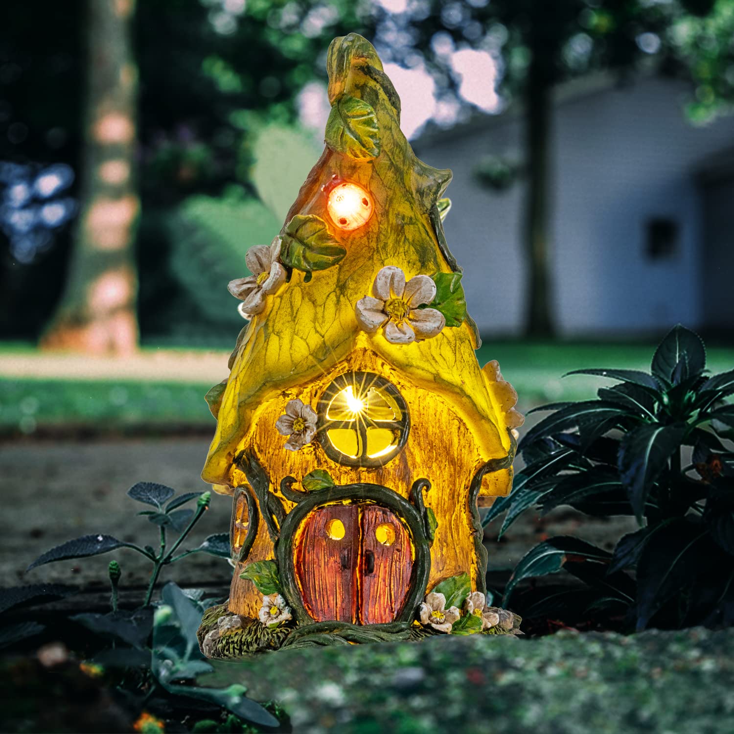 Solar Fairy Garden Statue - 11 Inch Outdoor Solar Lights for Yard, Patio, Balcony & Porch Decor - Waterproof Resin Garden Decorations - Perfect Gardening Gift for Women (Great for Birthday, Mother's Day & Outdoor Parties)