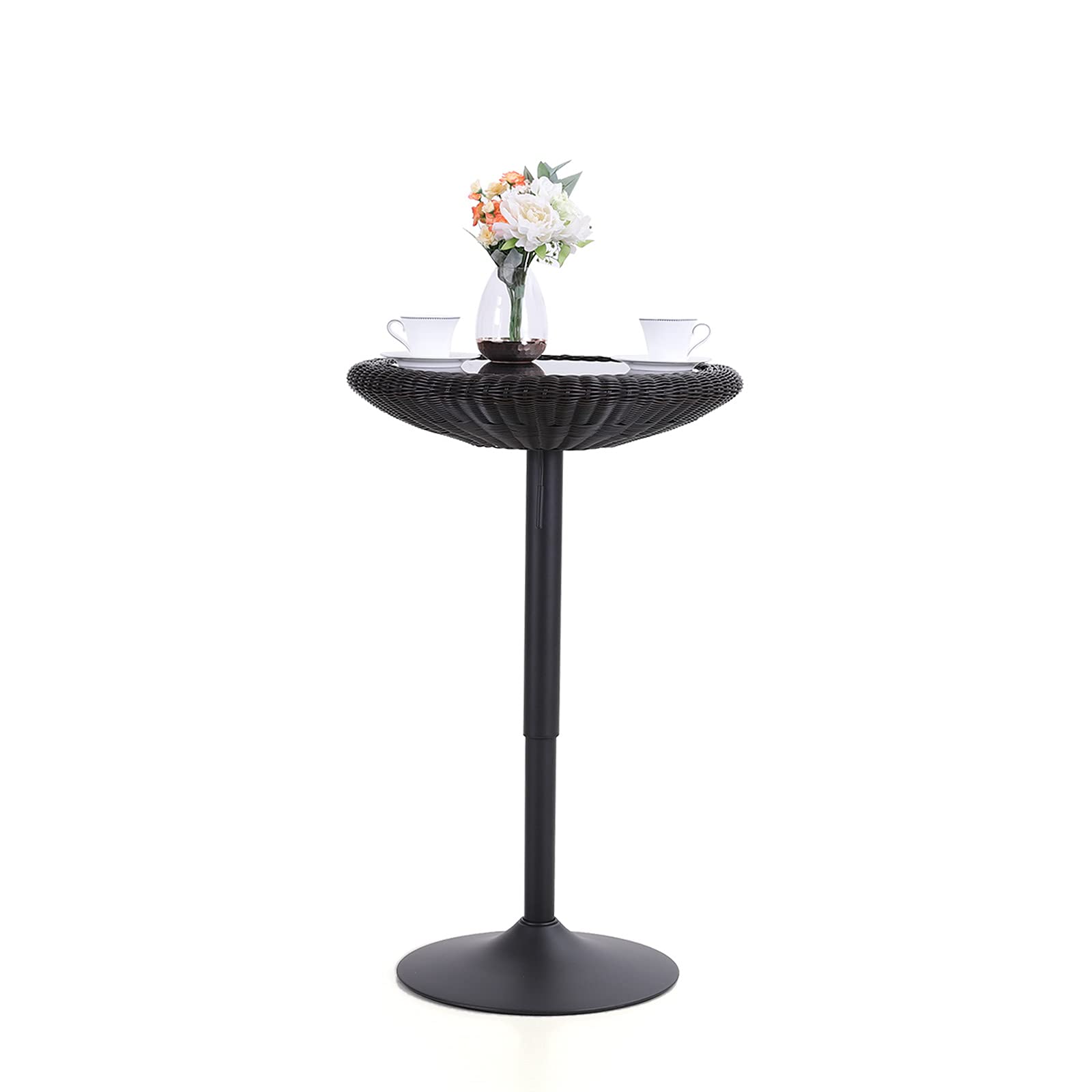 Round Rattan Bar Table Adjustable Height 29