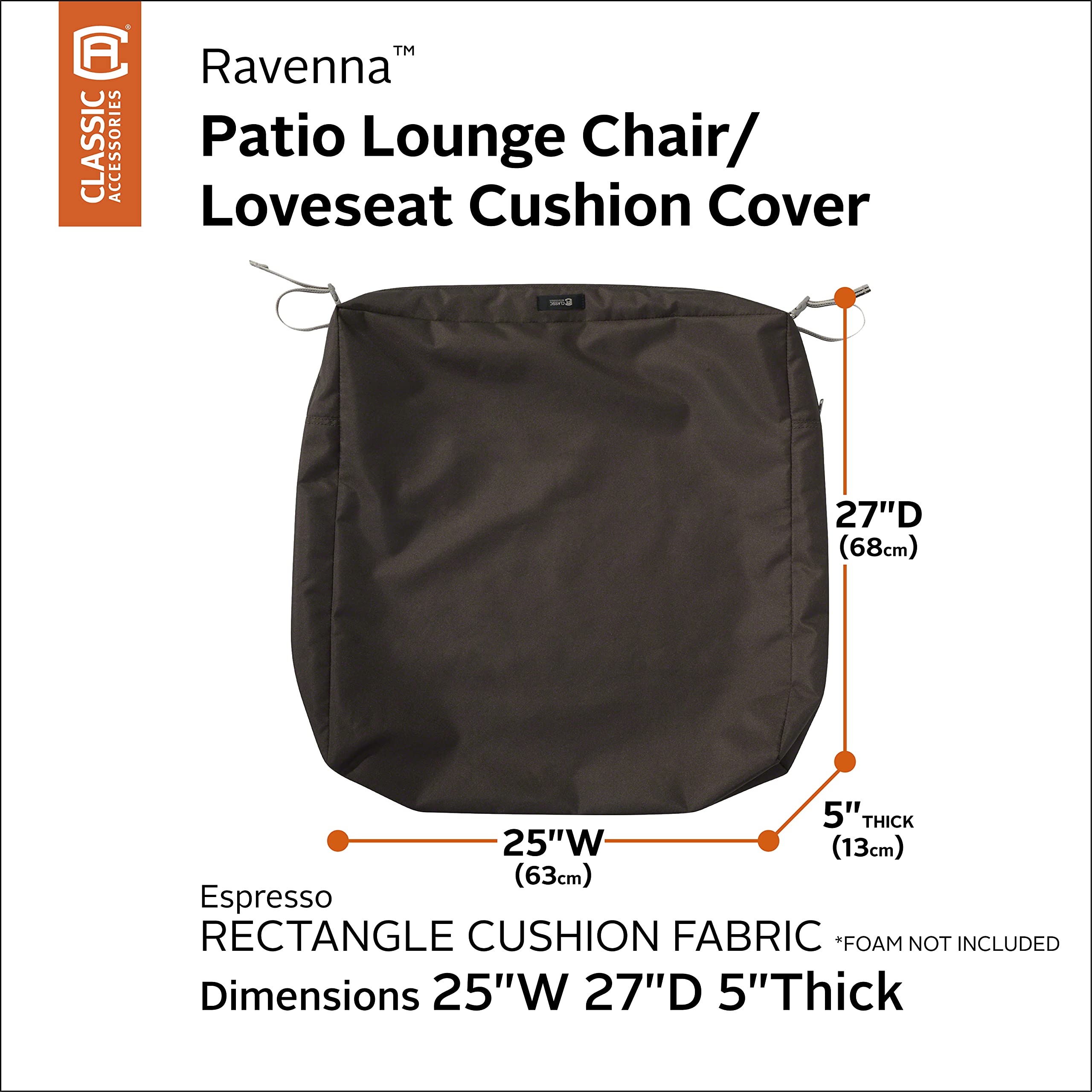 Classic Accessories Ravenna Water-Resistant Patio Lounge Chair & Loveseat Cushion Cover - 25