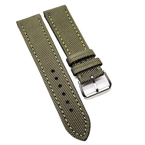 22mm Army Green Nylon Watch Band Replacement Strap for Breitling Watches - Durable Military Style for Outdoor, Casual & Everyday Wear