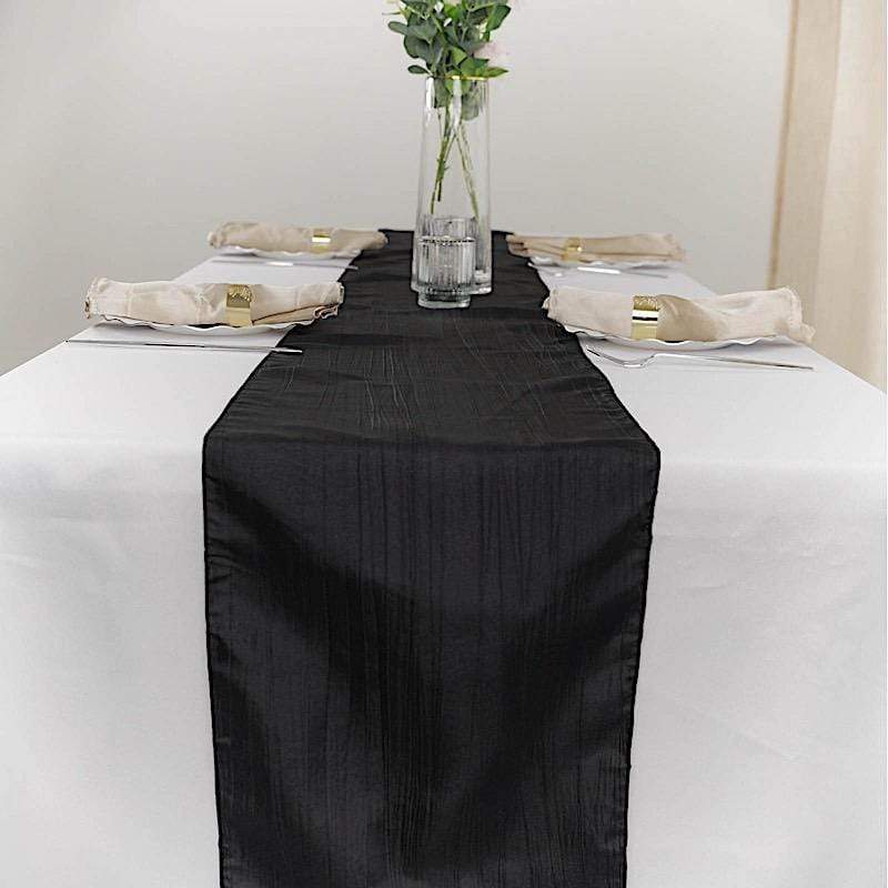 12-Pack 108-Inch Metallic Accordion Crinkled Taffeta Table Runner for Wedding, Party, Holiday & Home Decor - Elegant Dining Table Decorations