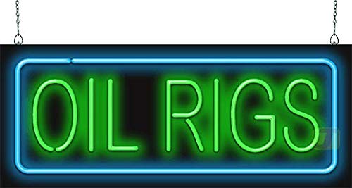 Vintage Oil Rigs Neon Sign - Retro Gas Station Decor, Bar & Man Cave Wall Art - Perfect for Home, Office, or Garage Decoration