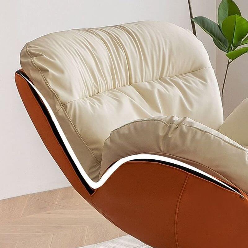 Modern Beige Swivel Ergonomic Accent Chair with Ottoman - Adjustable Rotating Lounge Chair with Removable Cushion for Living Room, Bedroom, or Office - Perfect for Relaxing, Reading, and Entertaining Guests