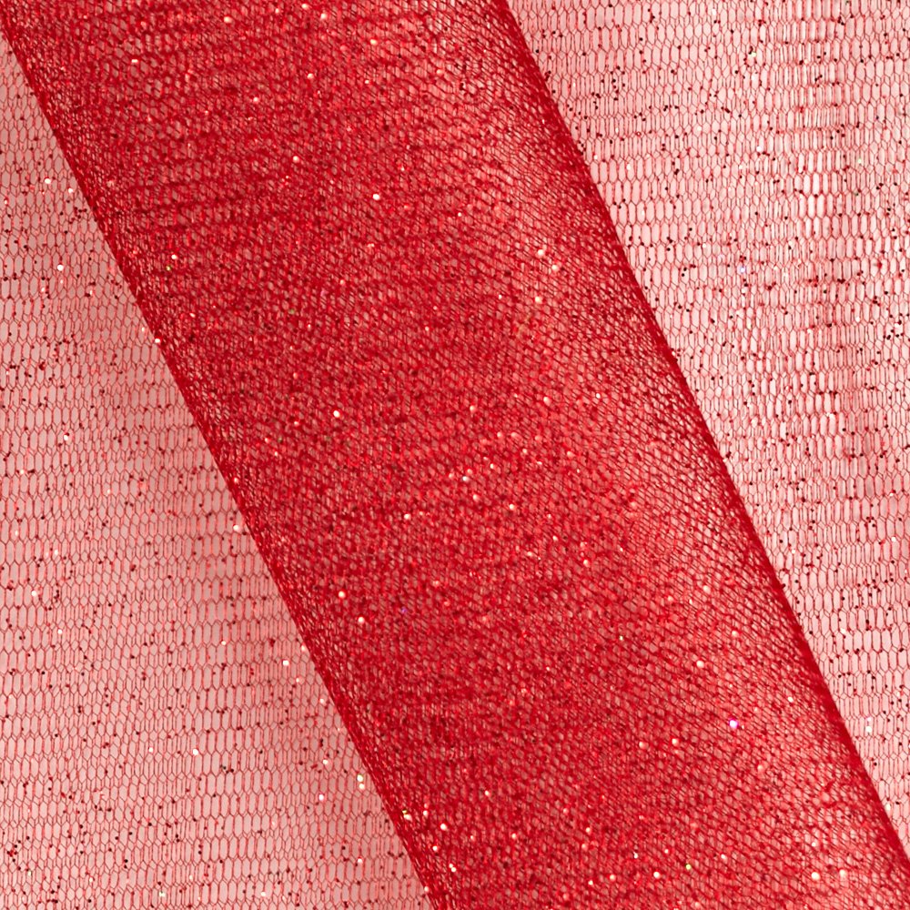 Sparkle Tulle Fabric by the Yard - Red Lace Glitter Mesh for Wedding Decor, Party Backdrops & DIY Costumes
