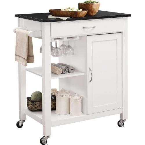 Goujxcy Mobile Kitchen Island with Storage - Rolling Kitchen Cart with Drawers, Cabinets & Lockable Casters - Adjustable Shelves for Small Spaces (Black) - Perfect for Compact Kitchens, Dining Areas & Food Prep Stations