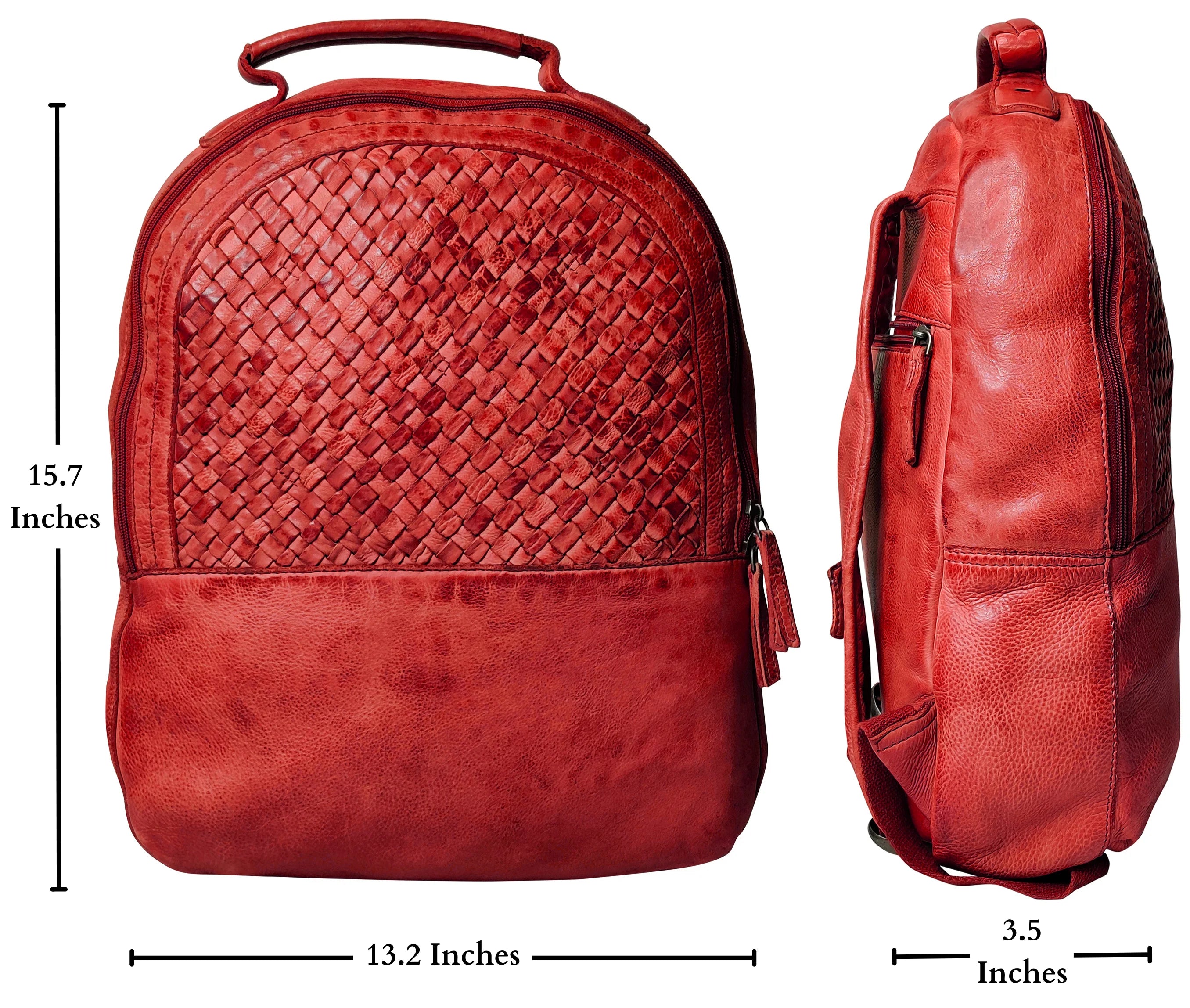 Premium Genuine Leather Laptop Backpack for Women - Cherry Red - 15.6 Inch Business Travel & Work Commuter Bag - Stylish Office & College Backpack for Professionals & Students