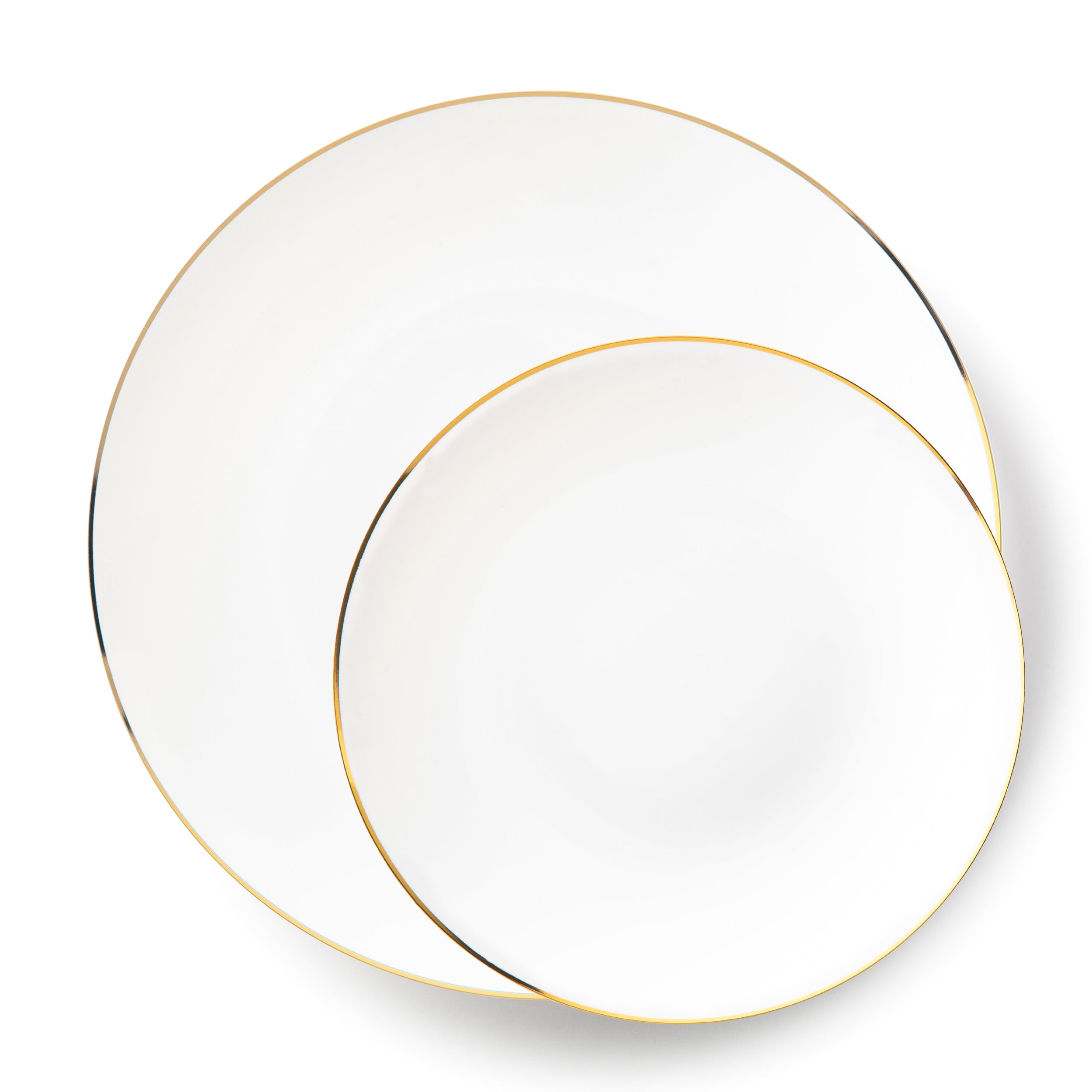 32-Pack White & Gold Round Plastic Dinnerware Set for 16 Guests - Elegant Disposable Plates, Cups, Forks, Knives & Spoons - Perfect for Weddings, Parties, BBQs & Outdoor Events - Eco-Friendly & BPA-Free