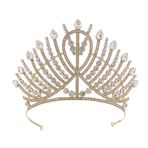 FRCOLOR Vintage Baroque Crown Hairpiece - Large Rhinestone Tiara for Women & Girls - Perfect for Weddings, Parties, Prom & Cosplay