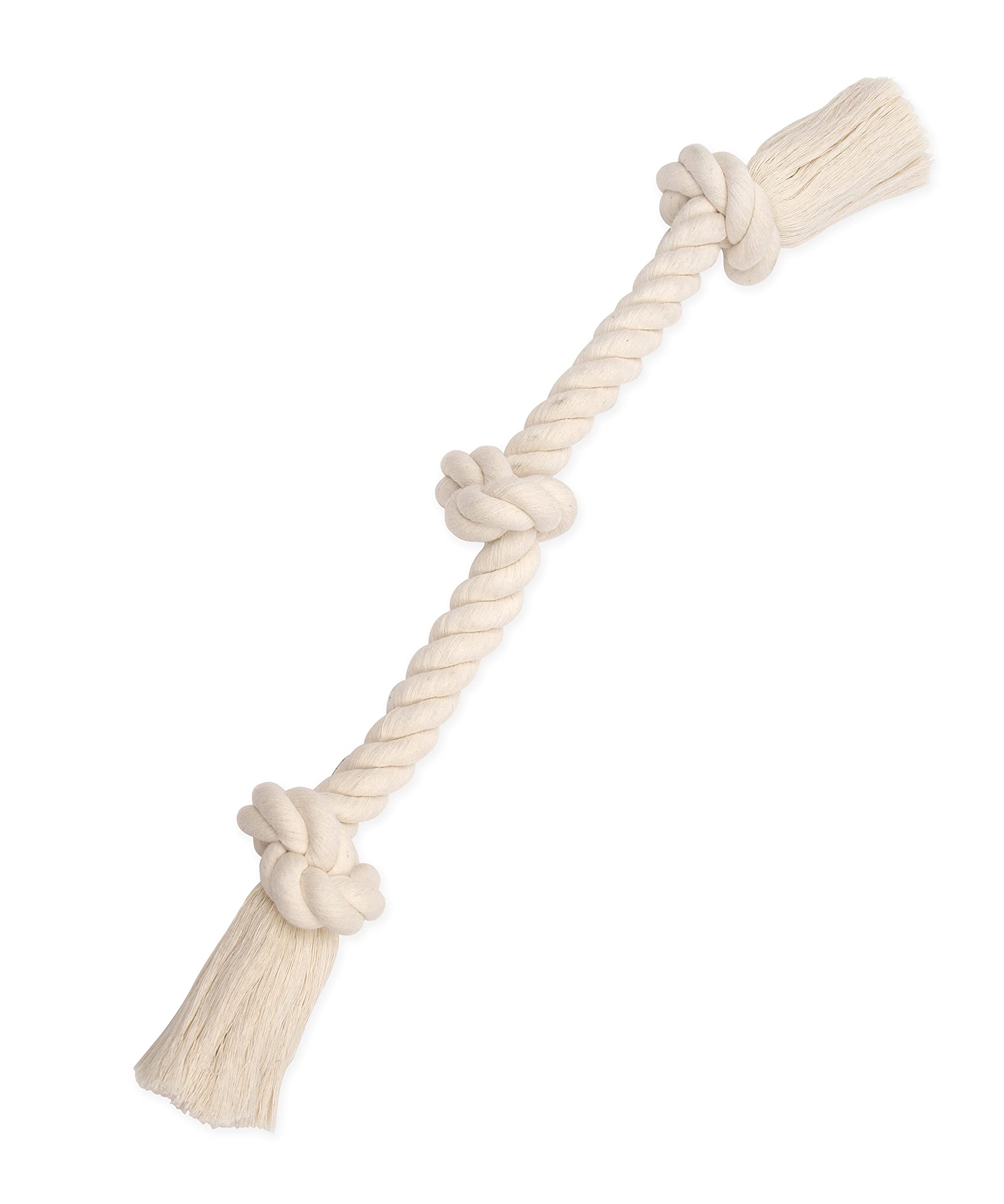 Mammoth Flossy Chews 100% Natural Cotton Rope Dog Toys - Premium White Knot Dog Rope Toy for Small to Medium Dogs - Interactive Tug of War Chew Toy (20