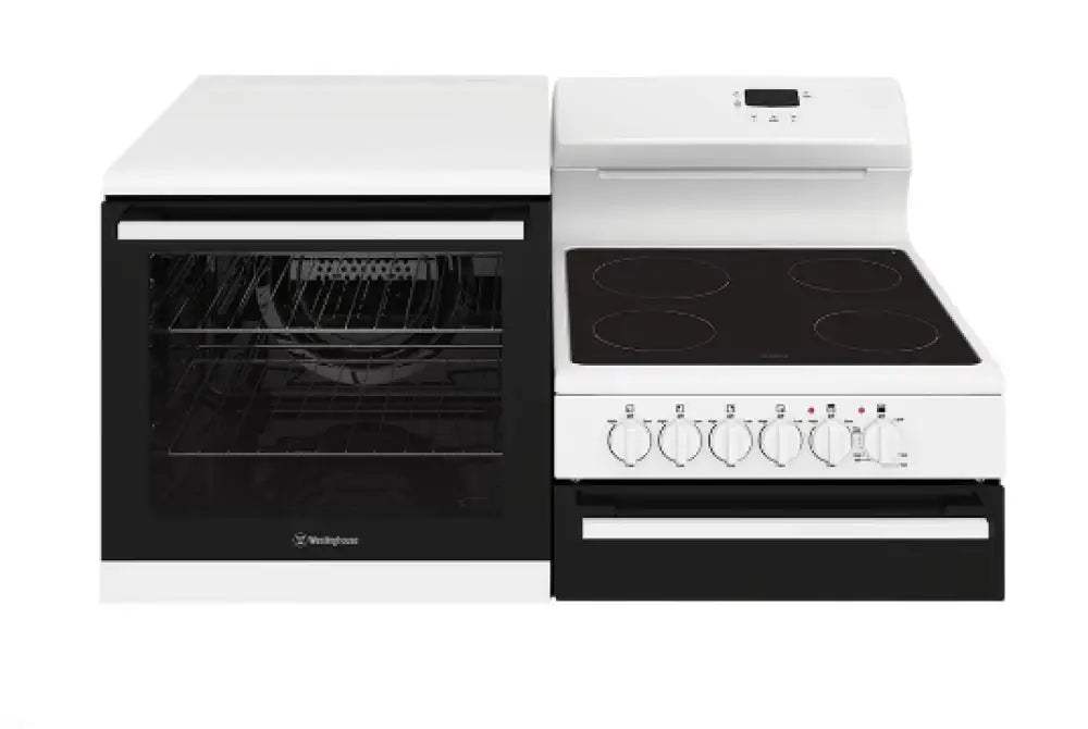 Westinghouse WDE143WC White Freestanding Electric Cooker with Separate Grill - Left Hand Design for Compact Kitchens & Small Spaces