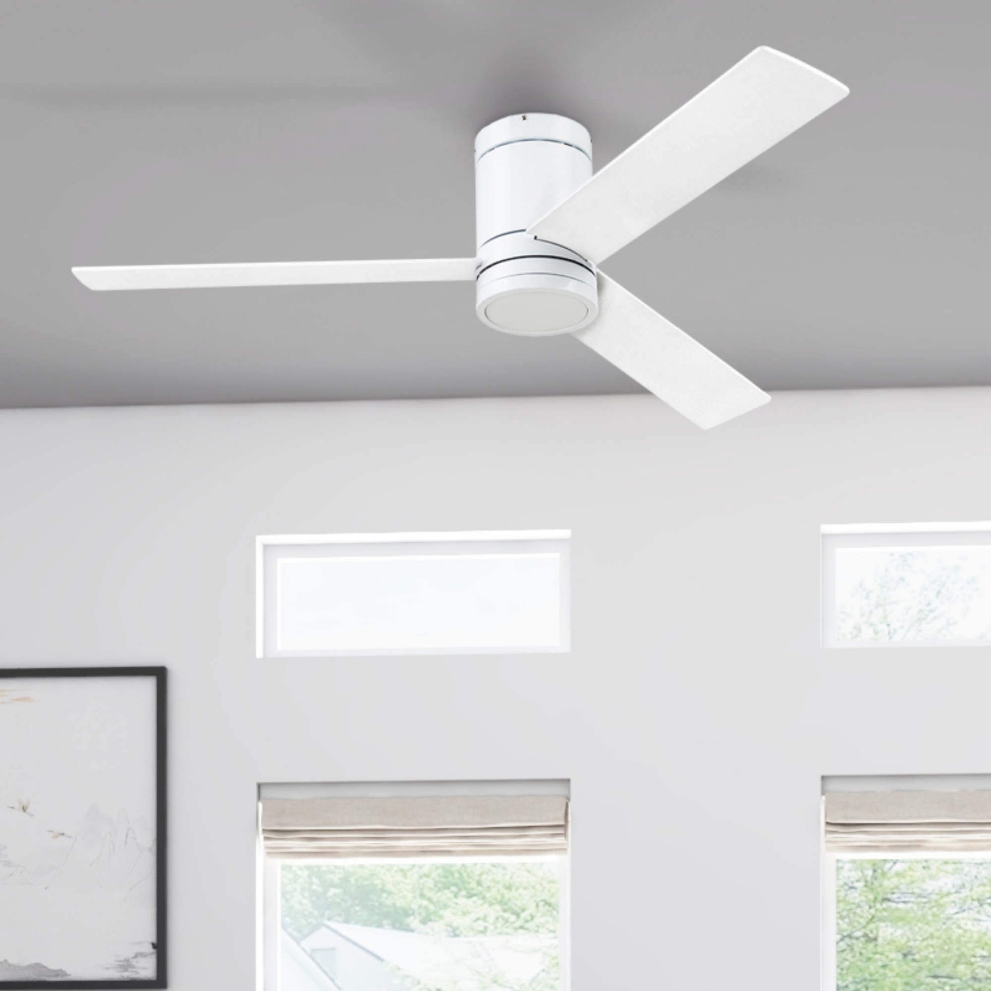 52 Inch White Espy Remote Control Ceiling Fan with Light Kit - Quiet Reversible Motor for Bedroom, Living Room, and Office