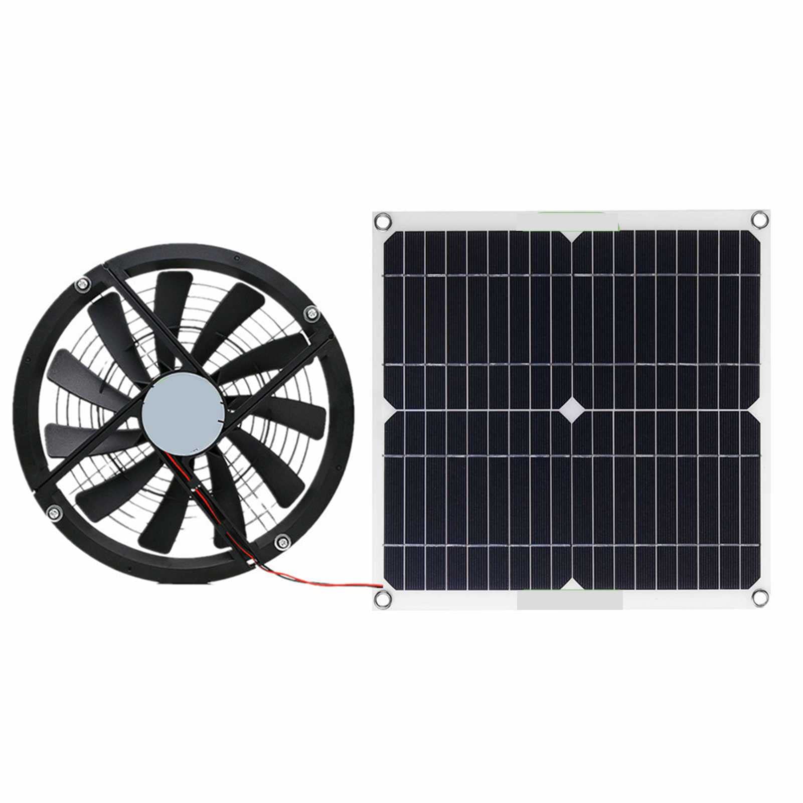 Solar Powered Fan 100W - Portable Ventilation Fan with Solar Panel for Greenhouse, RV, Chicken Coop, Home & Outdoor Use - Ideal for Pets, Camping & Emergency Cooling