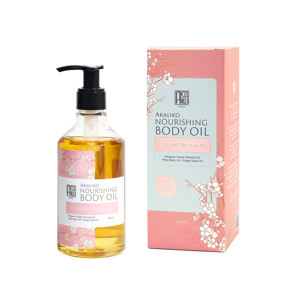 AKALIKO Green Olive Moisturizing Shower Gel & Cherry Blossom Body Oil Set - Hydrating Skincare Duo for Dry Skin, Natural Bath & Shower Essentials - Perfect for Spa Day, Self Care Routine & Gift Giving