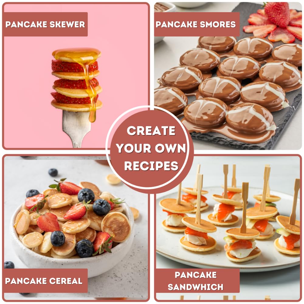 24PCS Mini Pancake Maker Machine - Nonstick Electric Dutch Pancakes Griddle with Adjustable Heat - Multi-Use Poffertjes Pan for Home & Restaurants - Perfect for Breakfast, Desserts & Party Snacks - Easy to Use & Clean