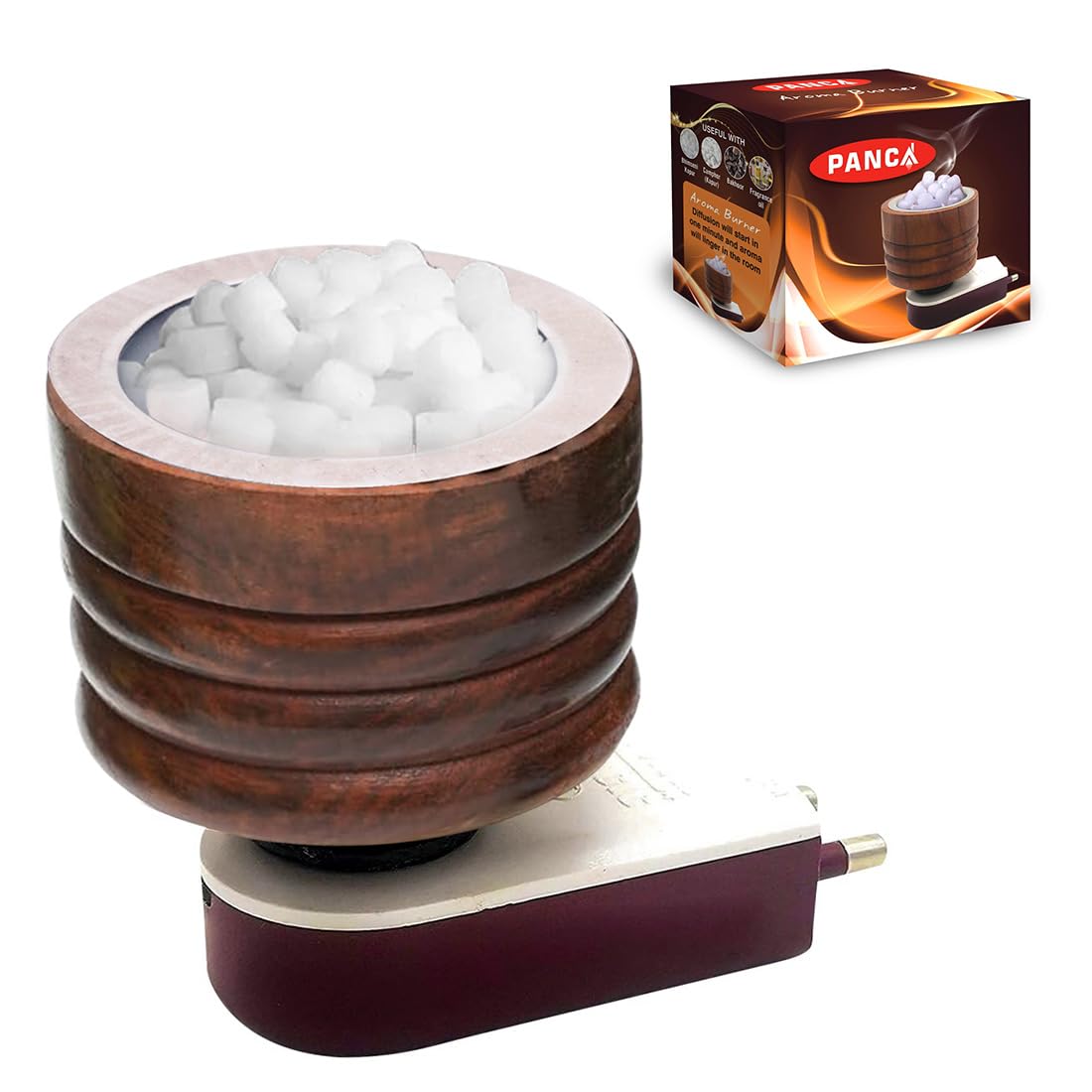 Premium Shesham Wood Camphor Burner & Essential Oil Diffuser - Fast Heating Aromatherapy Device for Home Fragrance, Pooja, Meditation & Relaxation (Brown, Pack of 1) - Perfect for Yoga Rooms, Bedrooms & Spiritual Spaces