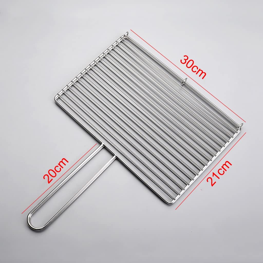 Premium Fish Grilling Basket for BBQ - Detachable & Foldable Handle, 30x21cm Silver Grill Accessories - Perfect for Camping, Beach Picnics & Backyard Barbecues