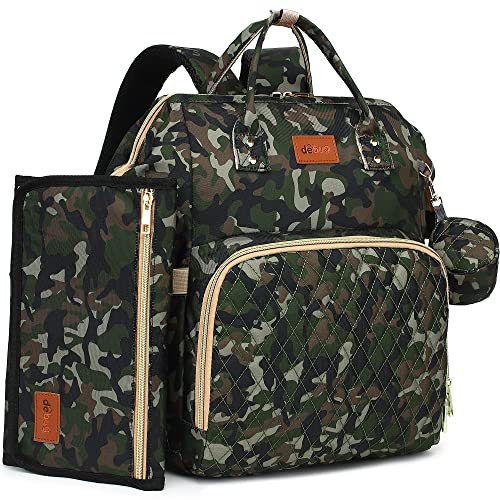 **Waterproof Baby Diaper Backpack for Travel - Large Camo Diaper Bag with Changing Pad, Pacifier Case & Stroller Straps - Perfect Baby Shower Gift & Registry Must-Have for Newborns (Great for Parents, Daycare & Family Outings)**