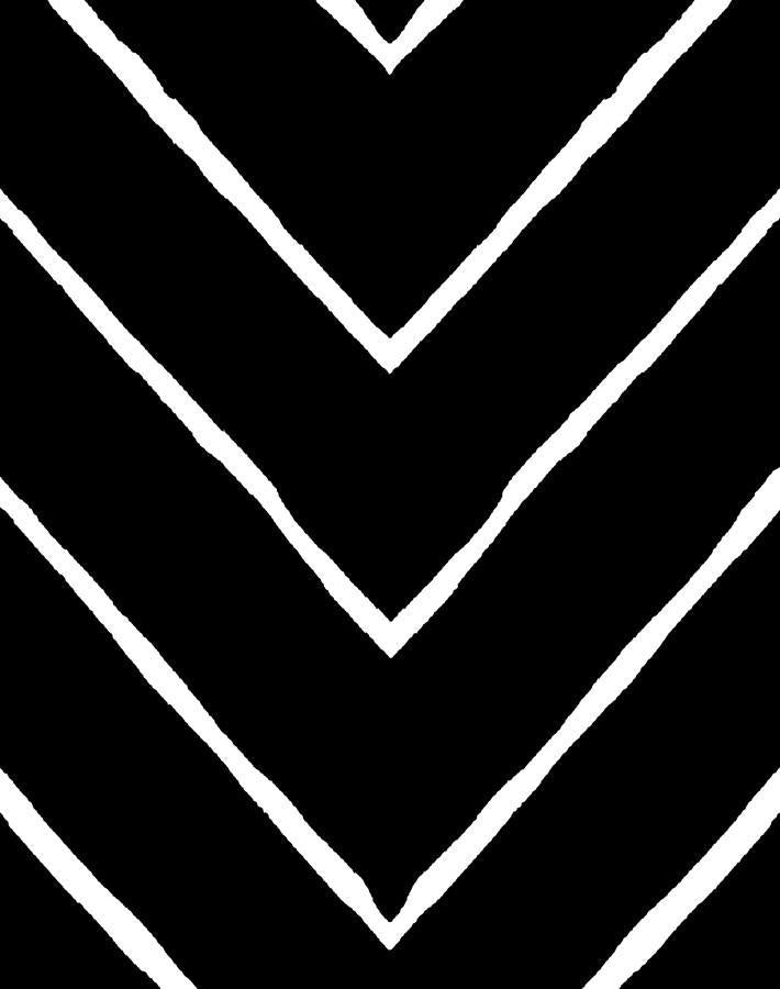 Frances Chevron Wallpaper by Wallshoppe - Modern Onyx Geometric Peel & Stick Wallpaper for Bedroom, Living Room, Kitchen Decor