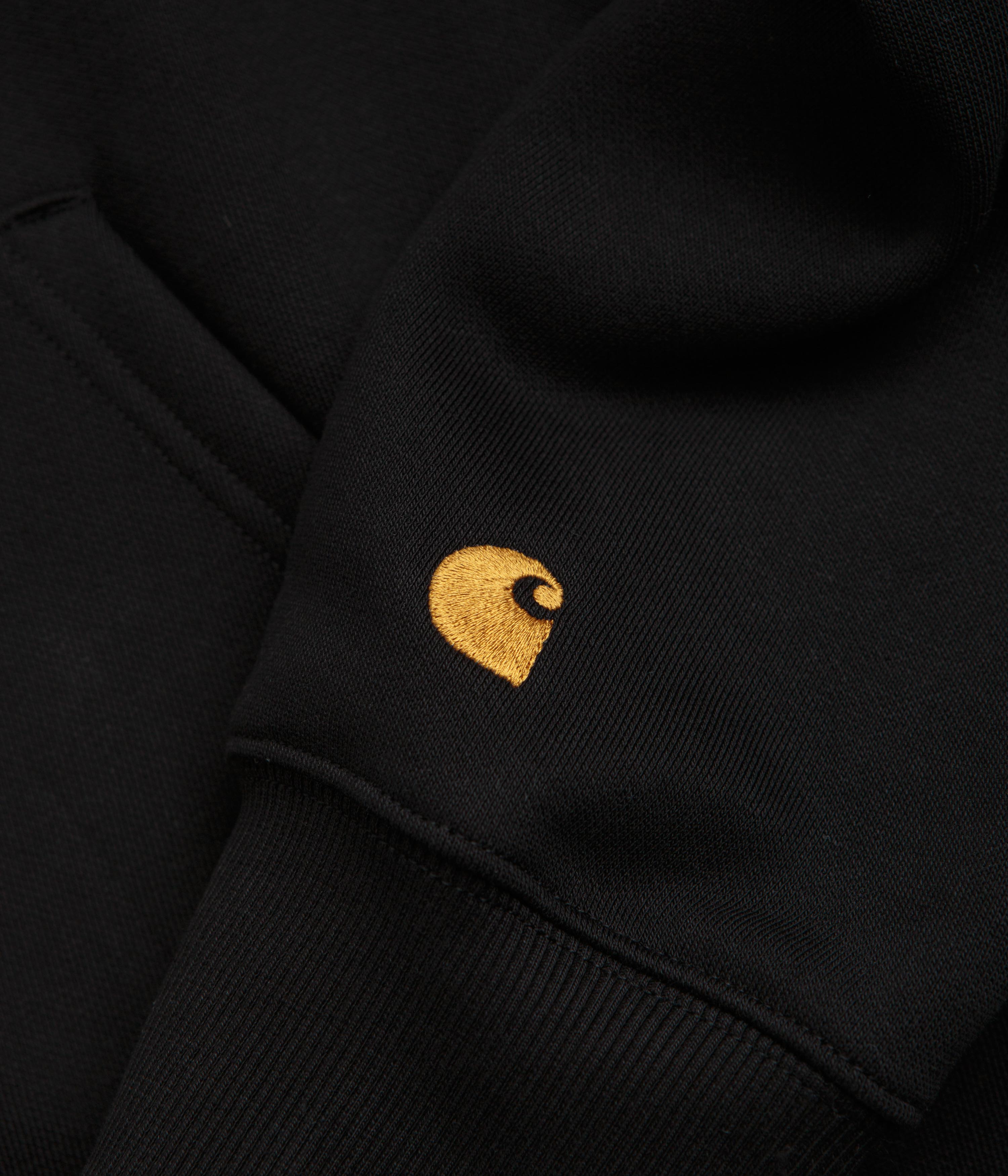 Carhartt Chase Zip Neck Sweatshirt for Men - Black & Gold Pullover Hoodie | Workwear, Outdoor Activities & Casual Wear
