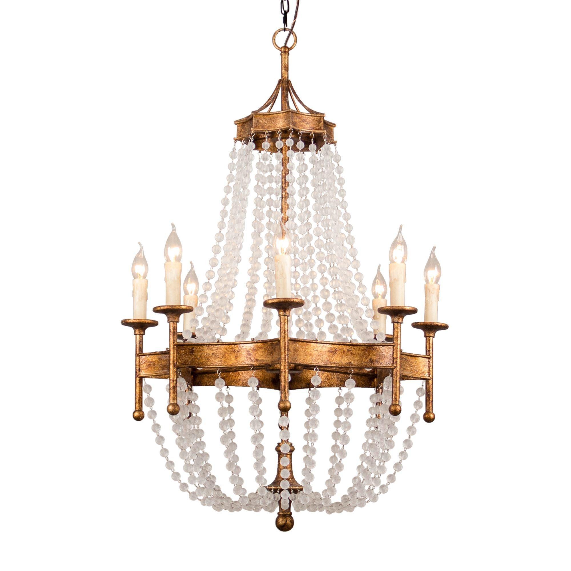 Chappell 8-Light Rustic Gold Candle Style Empire Chandelier - Elegant Farmhouse Lighting for Dining Room, Living Room & Bedroom