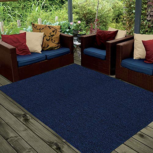 Stain & Fade Resistant 5' x 7' Blue Indoor Outdoor Area Rug - Pet & Kid Friendly, Easy Care, Made in USA | Perfect for Patio, Deck, Living Room & Wedding Decor