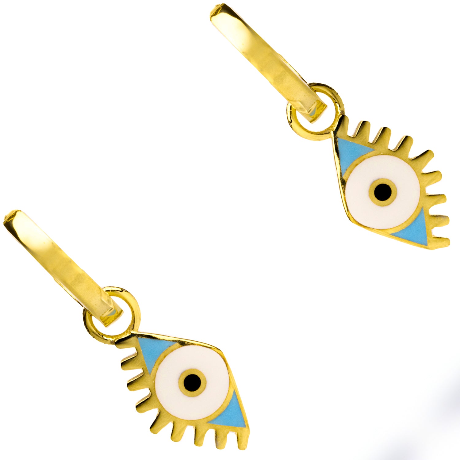 18K Gold Vermeil Hoop Earrings with Blue Enamel Evil Eye Charm - Protection Jewelry for Women, Gift for Her | Perfect for Everyday Wear, Parties & Special Occasions