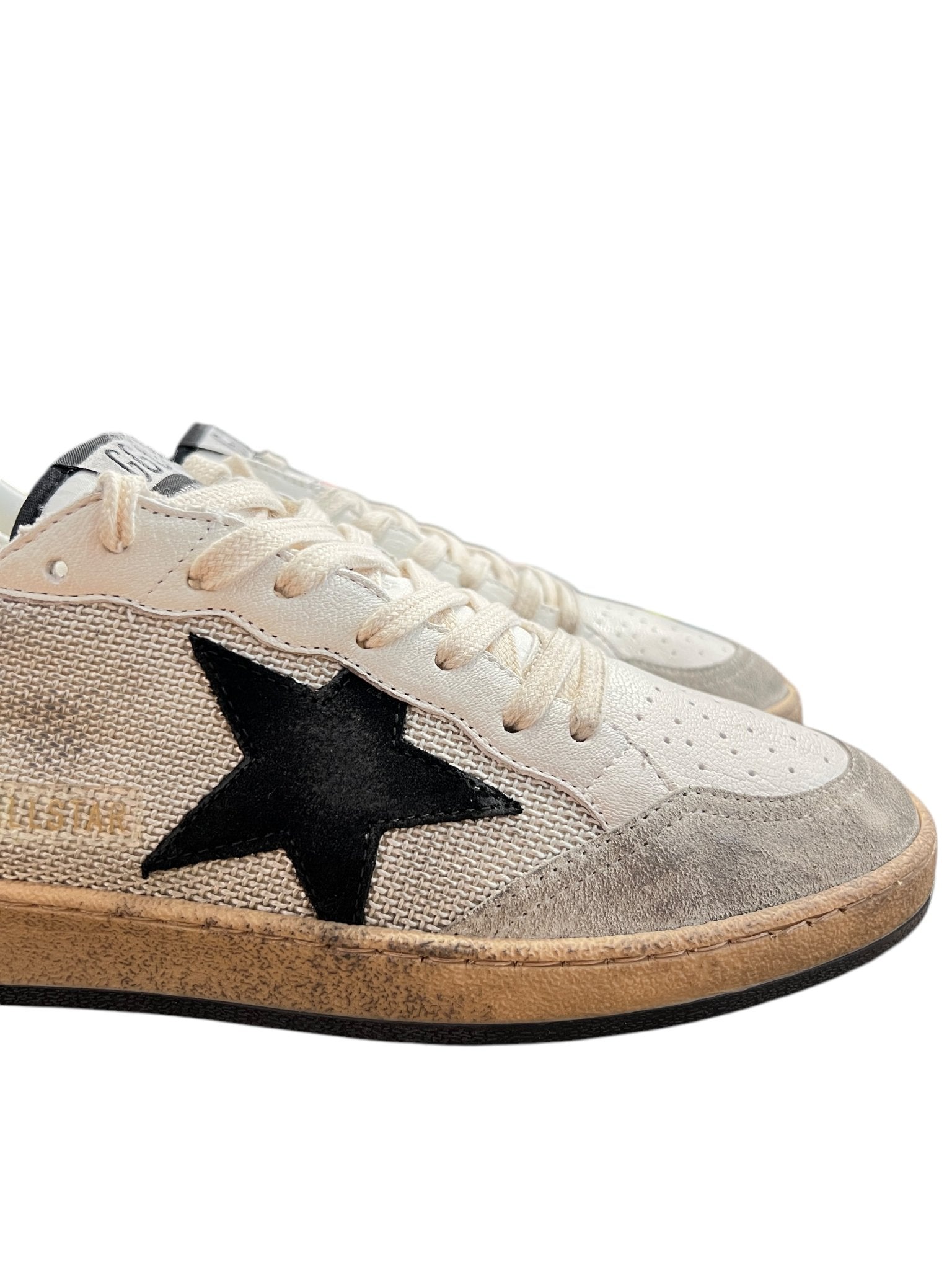 Golden Goose GMF00117 Ball Star Sneakers - Light Silver & Black Women's Fashion Shoes for Casual Wear & Street Style