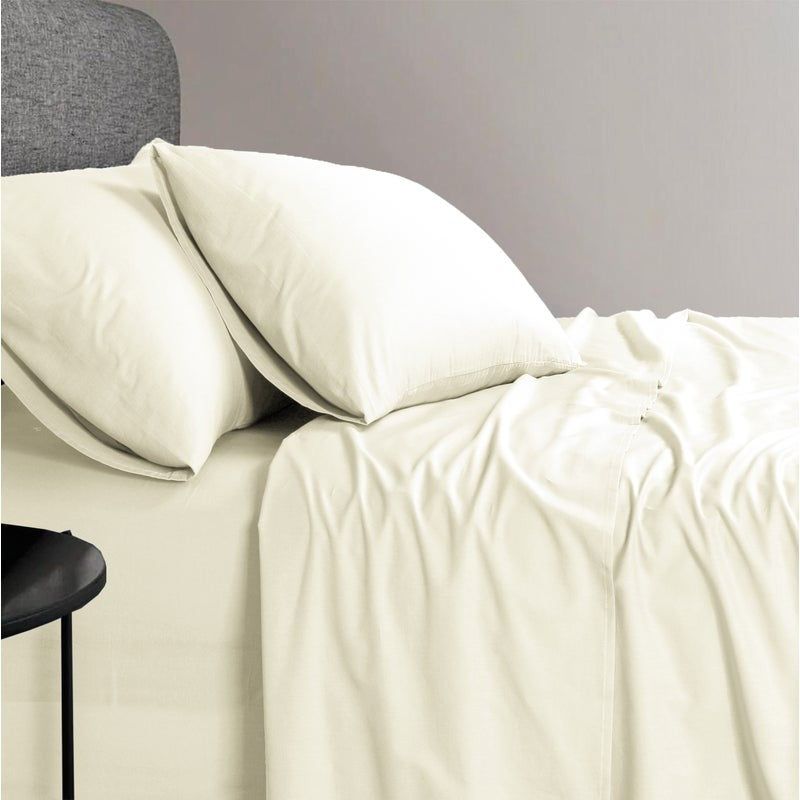 Elan Linen 1200 Thread Count Organic Cotton Cream Single Sheet Set - Luxury Bedding for Master Bedroom & Guest Room