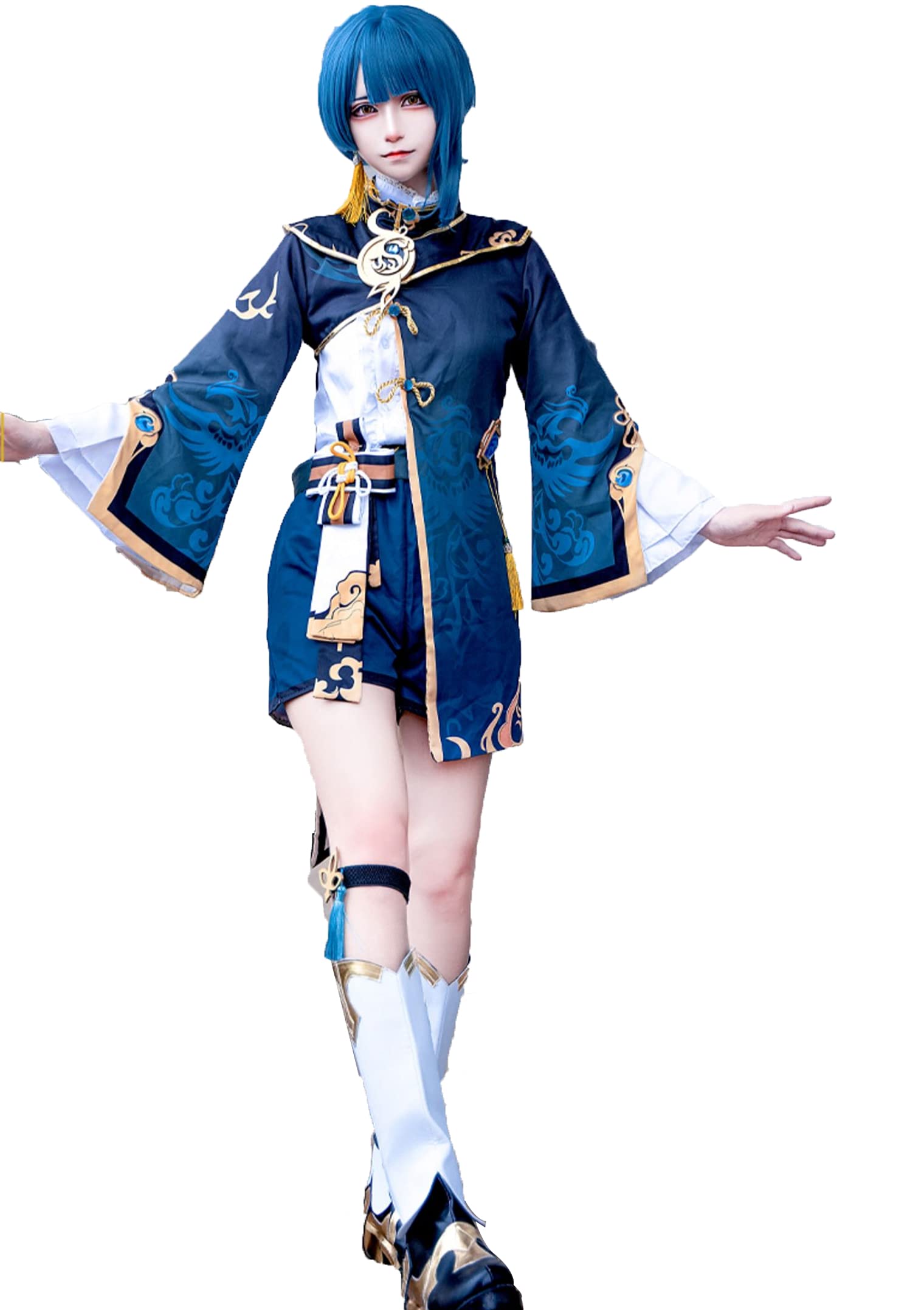 Genshin Impact Xingqiu Cosplay Costume - Official Battle Uniform Outfit for Halloween, Anime Conventions & Role Playing