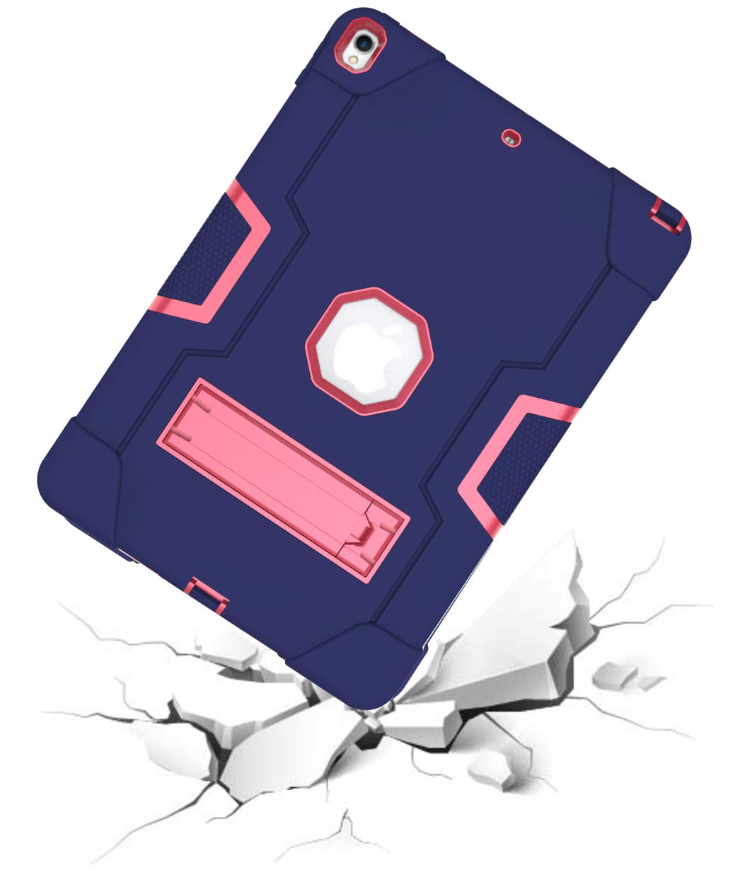 Premium 3-in-1 Hybrid Protective Case for iPad Air 3 & iPad Pro 10.5 Inch - Heavy Duty Rugged Stand Cover with Shockproof, Anti-Slip, Anti-Scratch Protection (Blue/Rose Red) - Perfect for Work, Travel & Outdoor Use