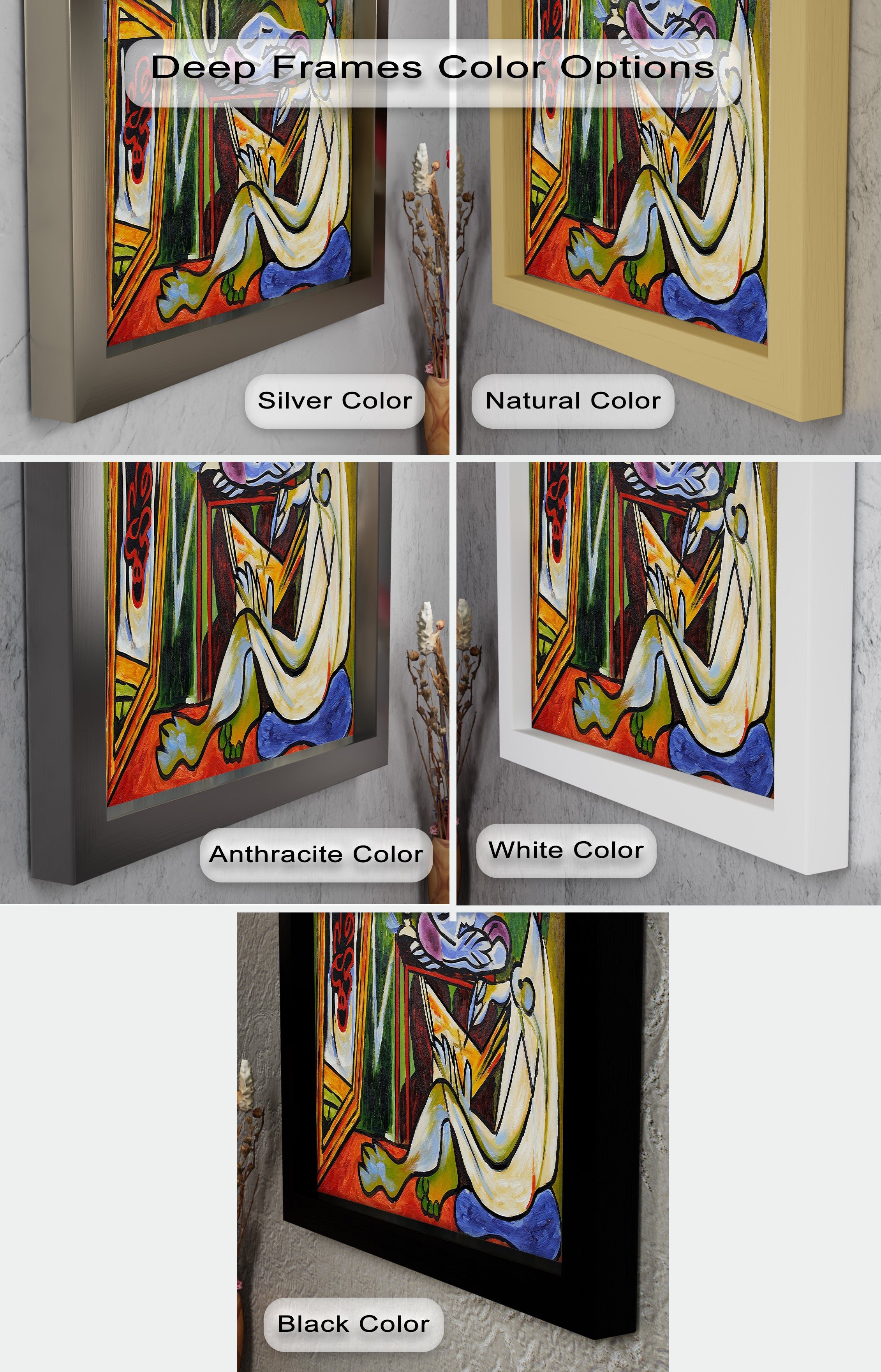 Abstract Interior Scene Picasso Style Oil Painting - Handmade Wall Art for Living Room, Bedroom & Office Decor