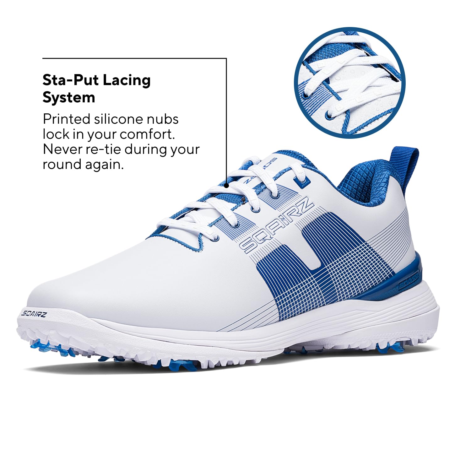 SQAIRZ Velo Men's Spiked Golf Shoes - Waterproof Athletic Golf Footwear with Replaceable Spikes for Balance & Performance | Perfect for Golf Tournaments, Driving Range & Outdoor Sports
