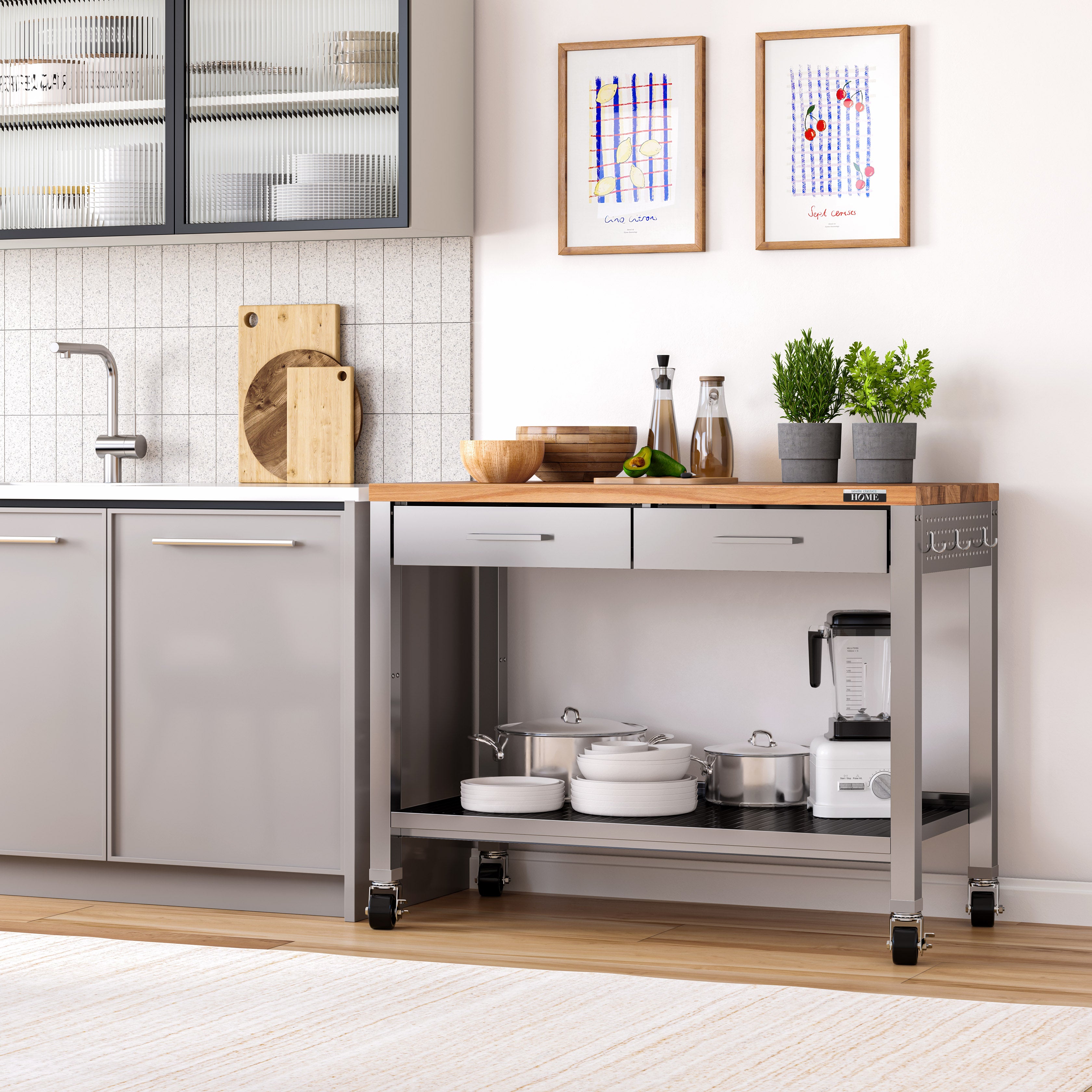Modern Home Office Work Center Island Table - Versatile Workspace for Remote Work & Study