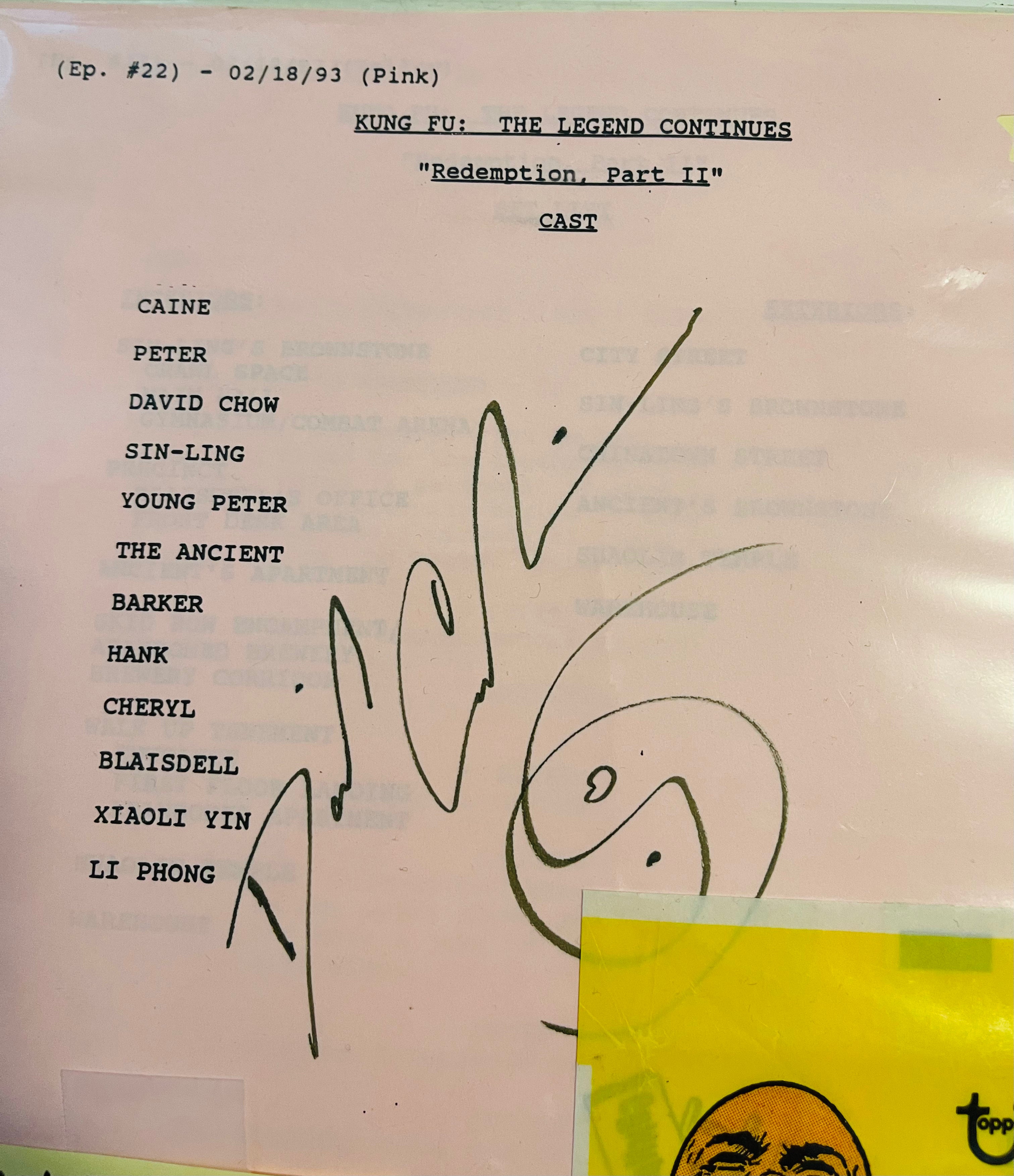 Original Kung Fu David Carradine Autographed Shooting Script with COA - Rare Collectible for TV Memorabilia Fans & Martial Arts Enthusiasts